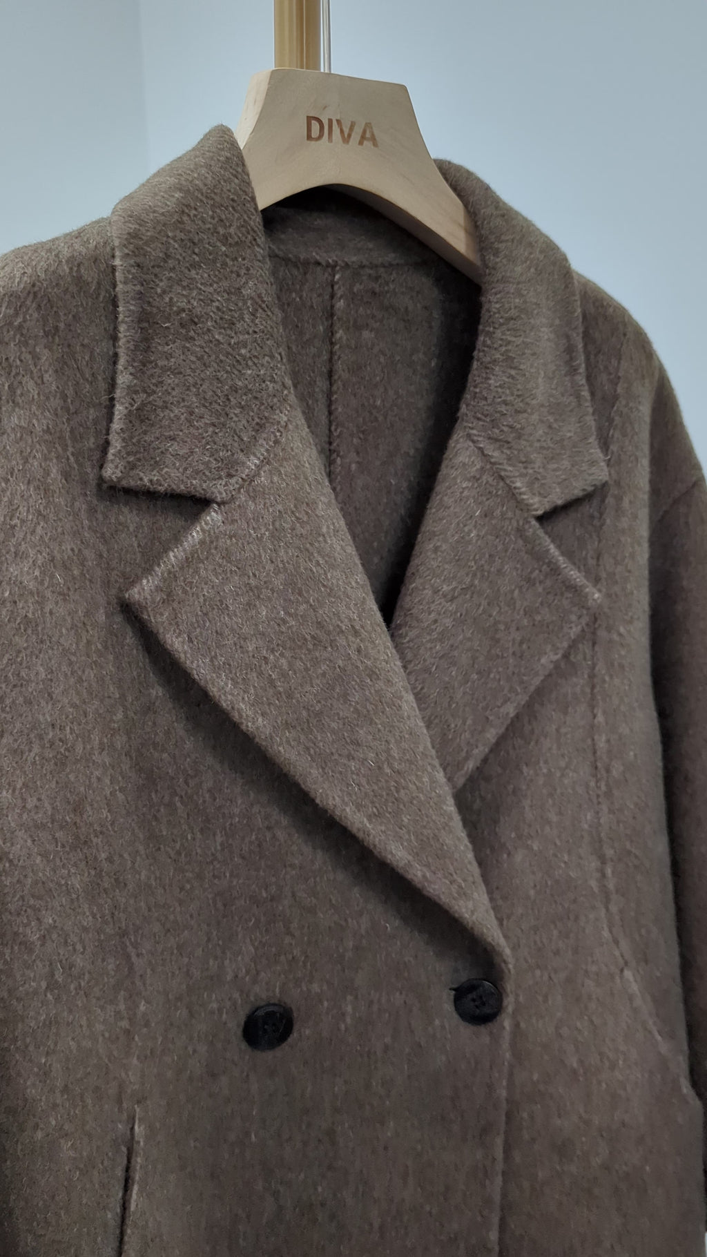 Premium Cashmere blend Wool Coat Women Brown Grey Charcoal