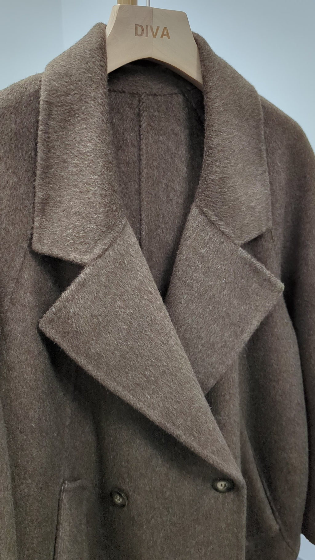 Premium Cashmere blend Wool Coat Women Brown Grey Charcoal