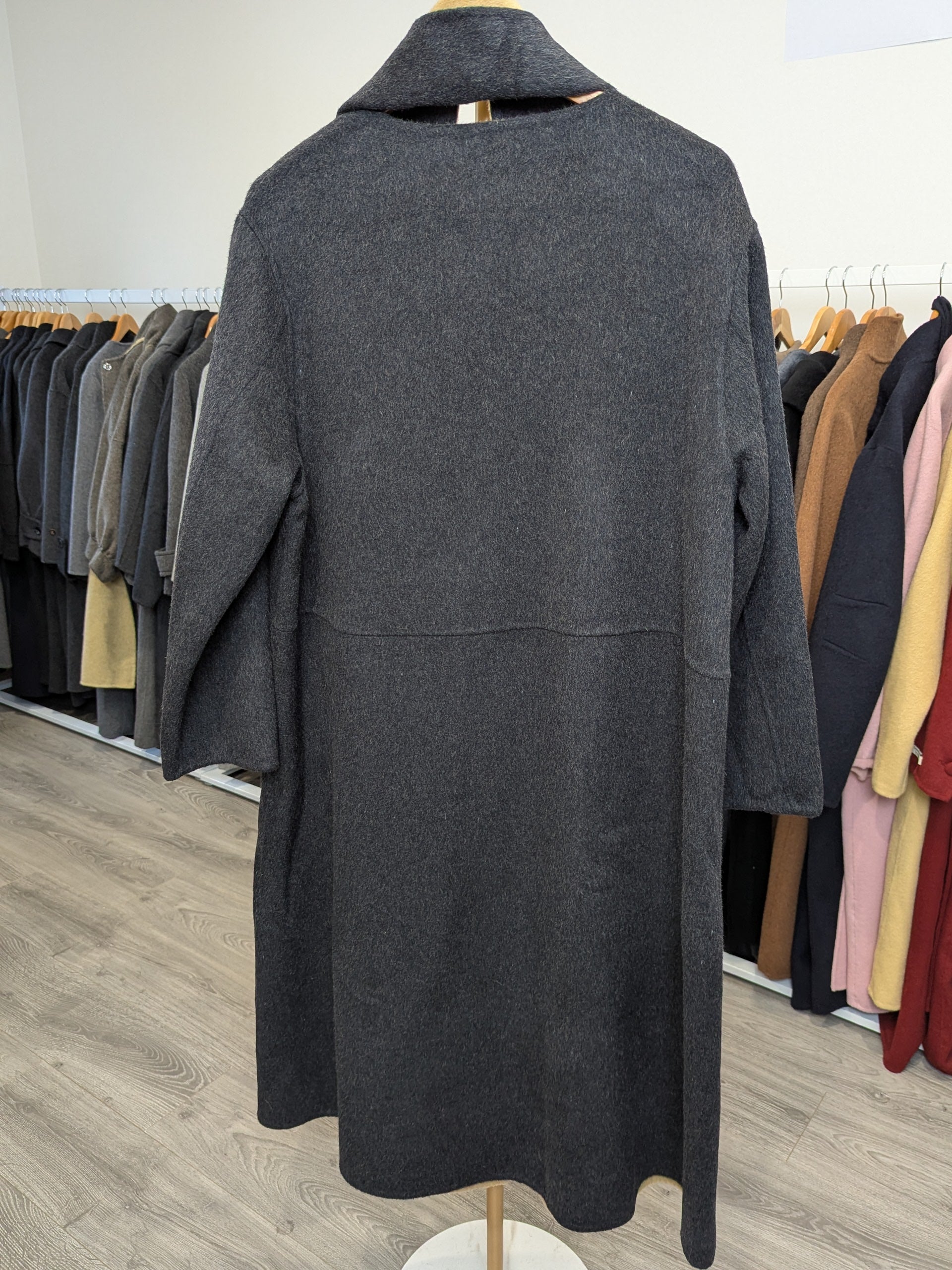 173 100% Wool Coat Charcoal S 10-12 M 12-14