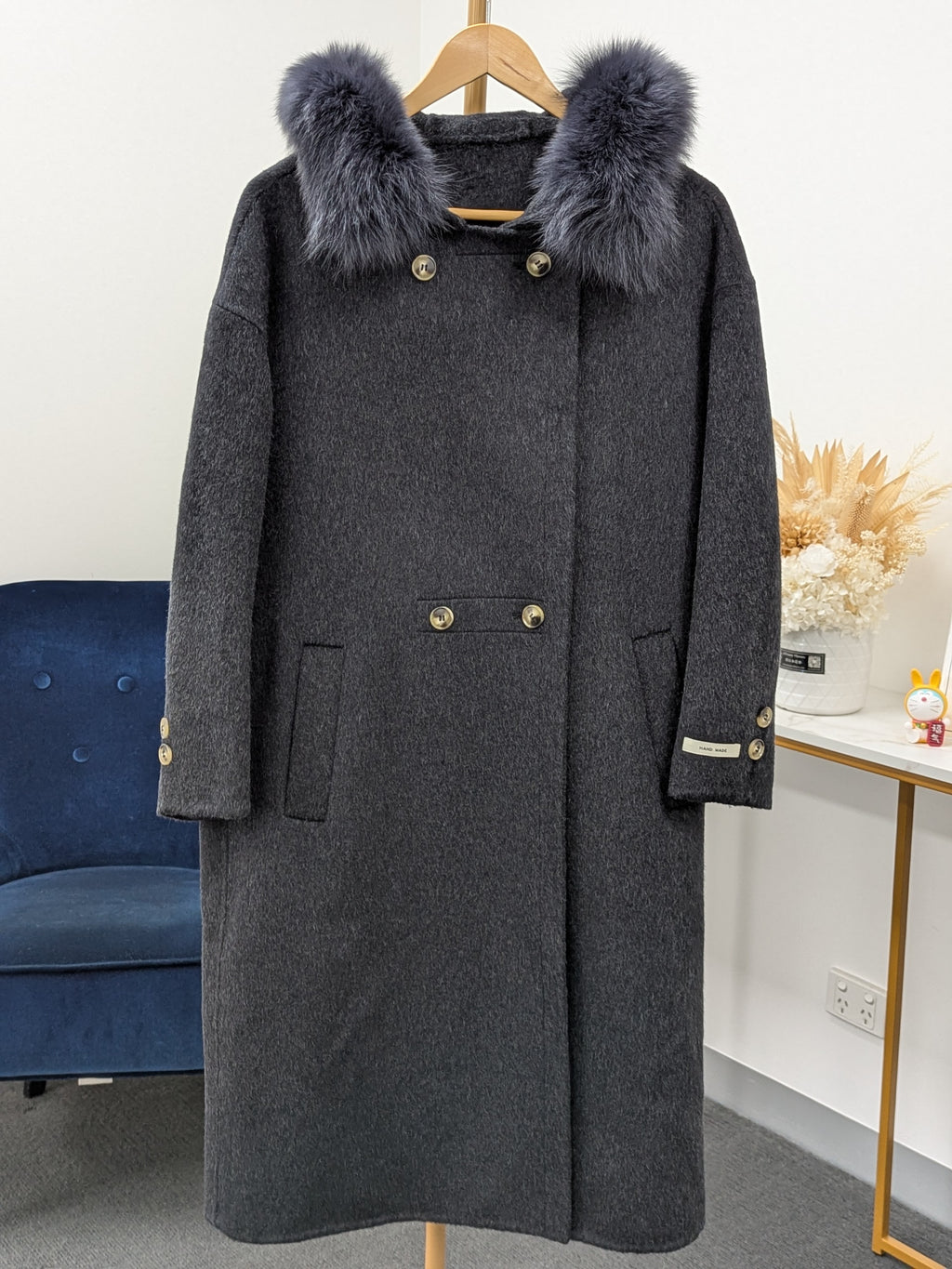 Fur trims 100% Wool Coat Women Warehouse Try-On Welcome 243