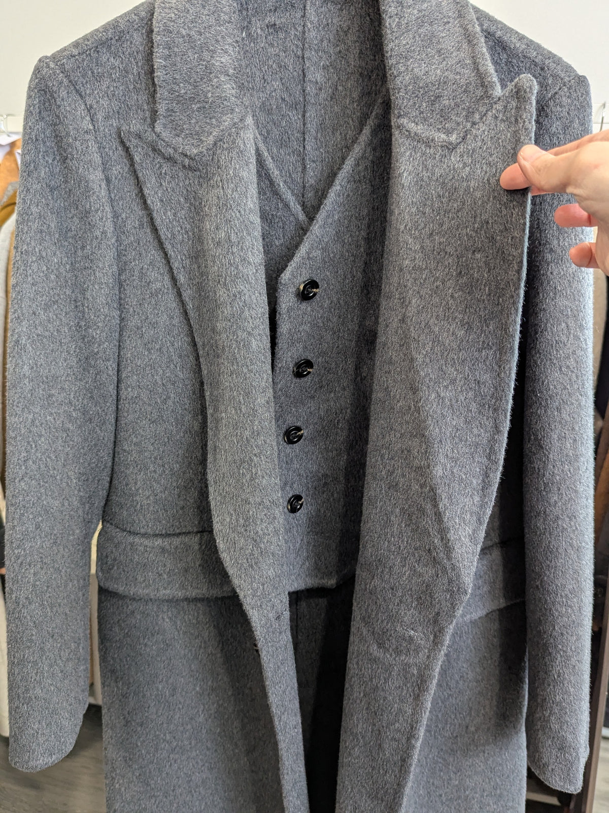 284 5% Cashmere 64% Wool Coat  Grey S 8-10 M 10-12
