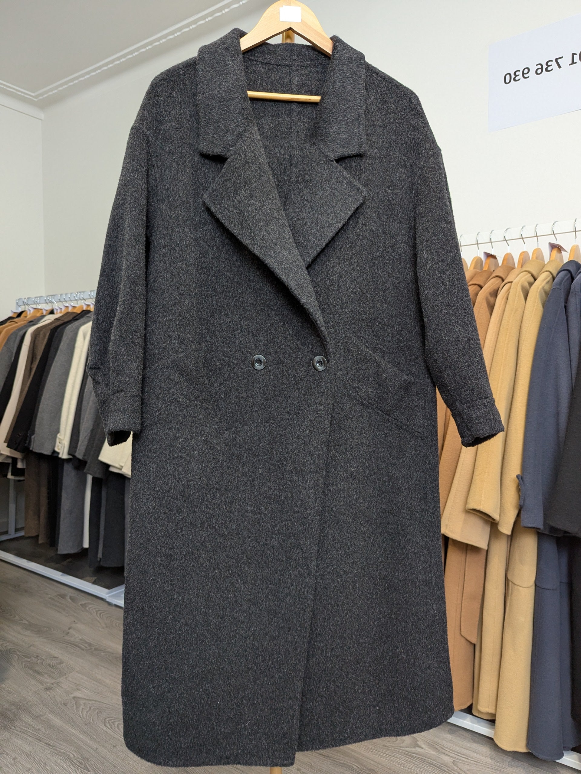 201 100% Wool Coat Charcoal S 10-14