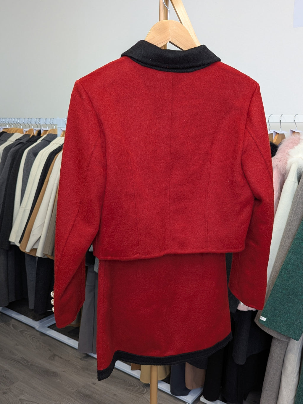 227 70% Wool Coat Set Red S 6-8
