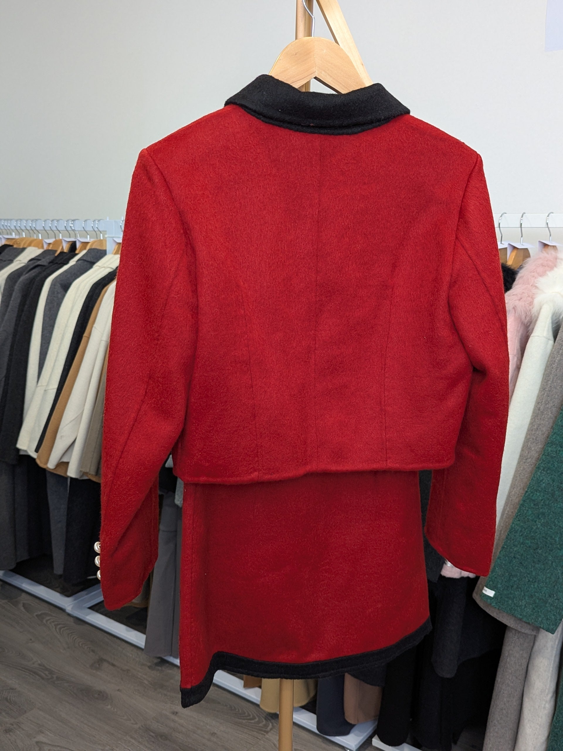 227 70% Wool Coat Set Red S 6-8