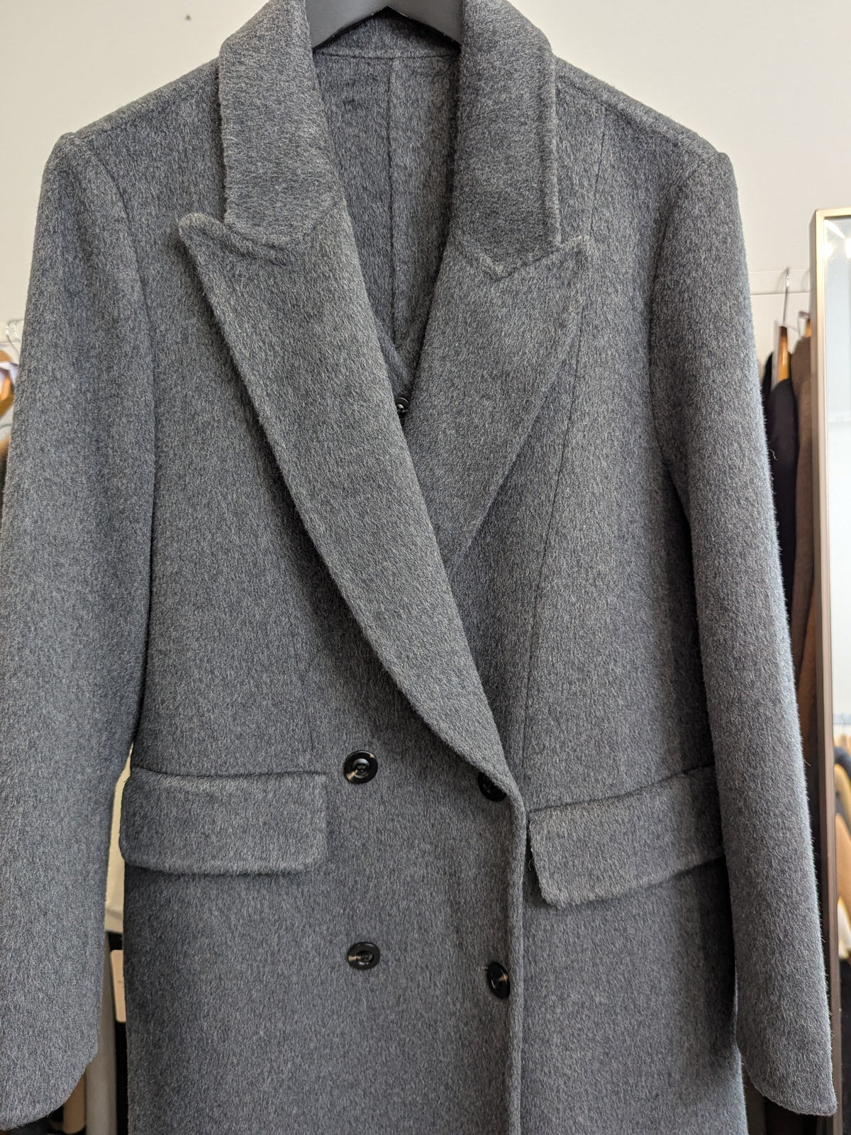 284 5% Cashmere 64% Wool Coat  Grey S 8-10 M 10-12