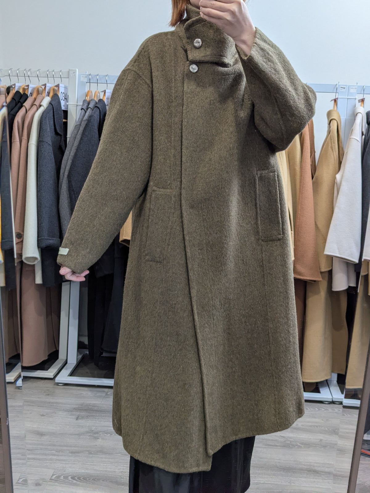 292 70% Wool Coat Dark Olive M 12-16