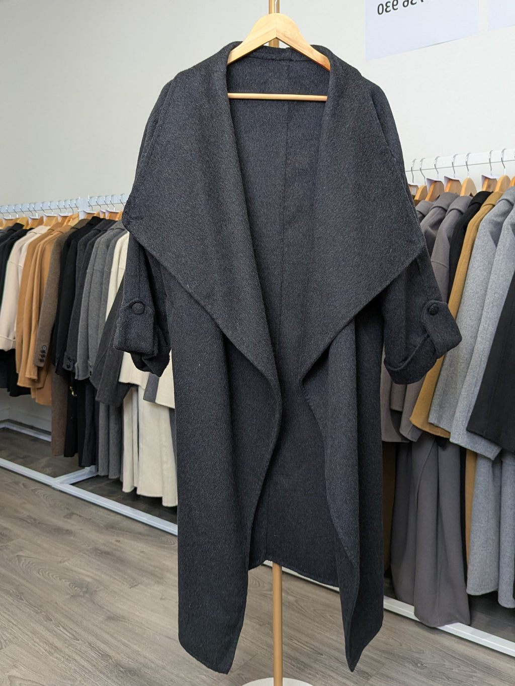 122 67% Wool Coat Charcoal
