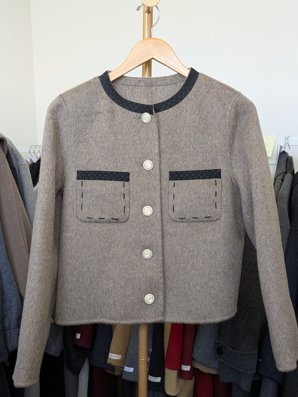 061 100% Wool Coat Brown L 10-12