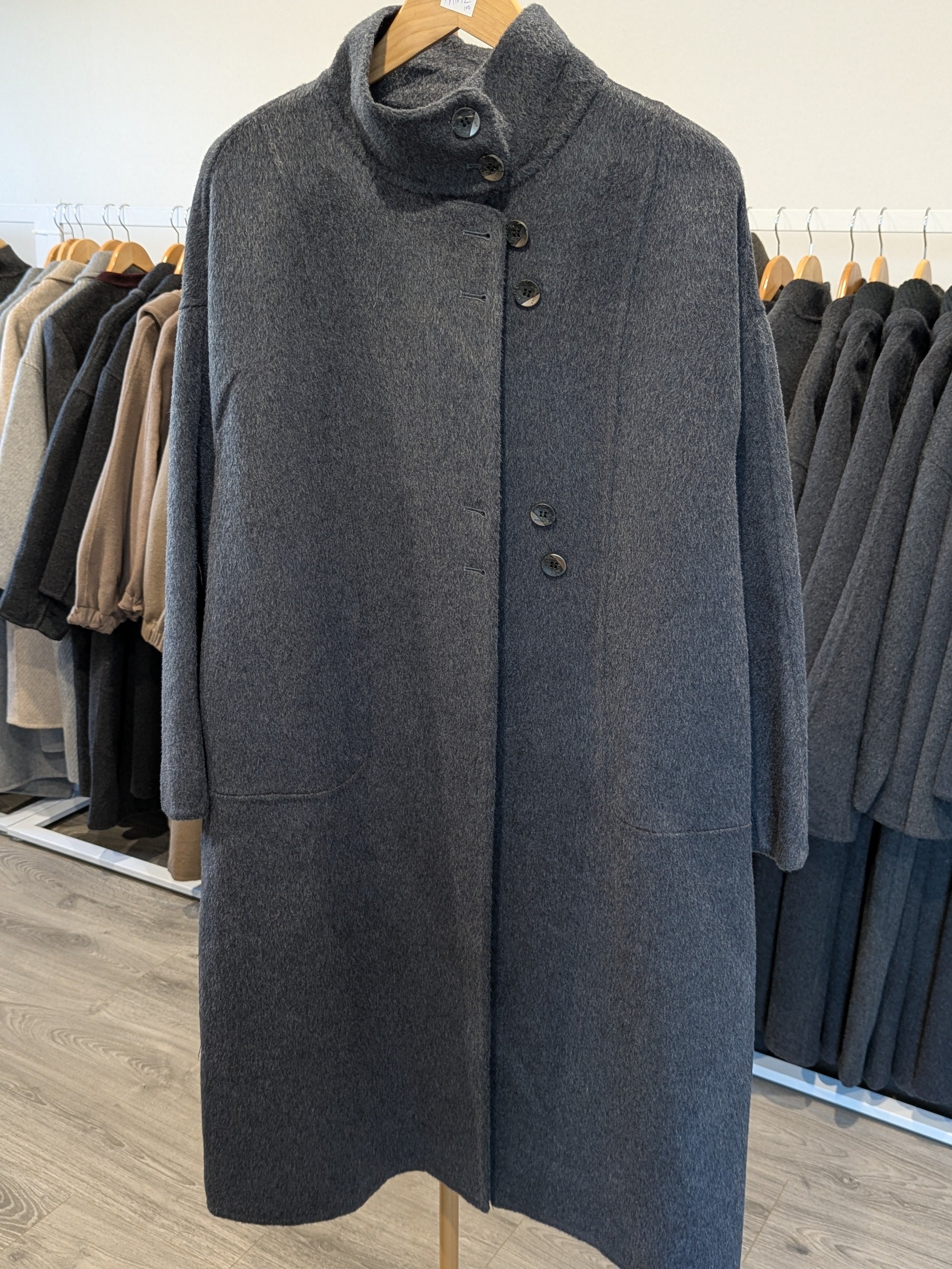 147 100% Wool Coat Charcoal Dark Grey M 10-12