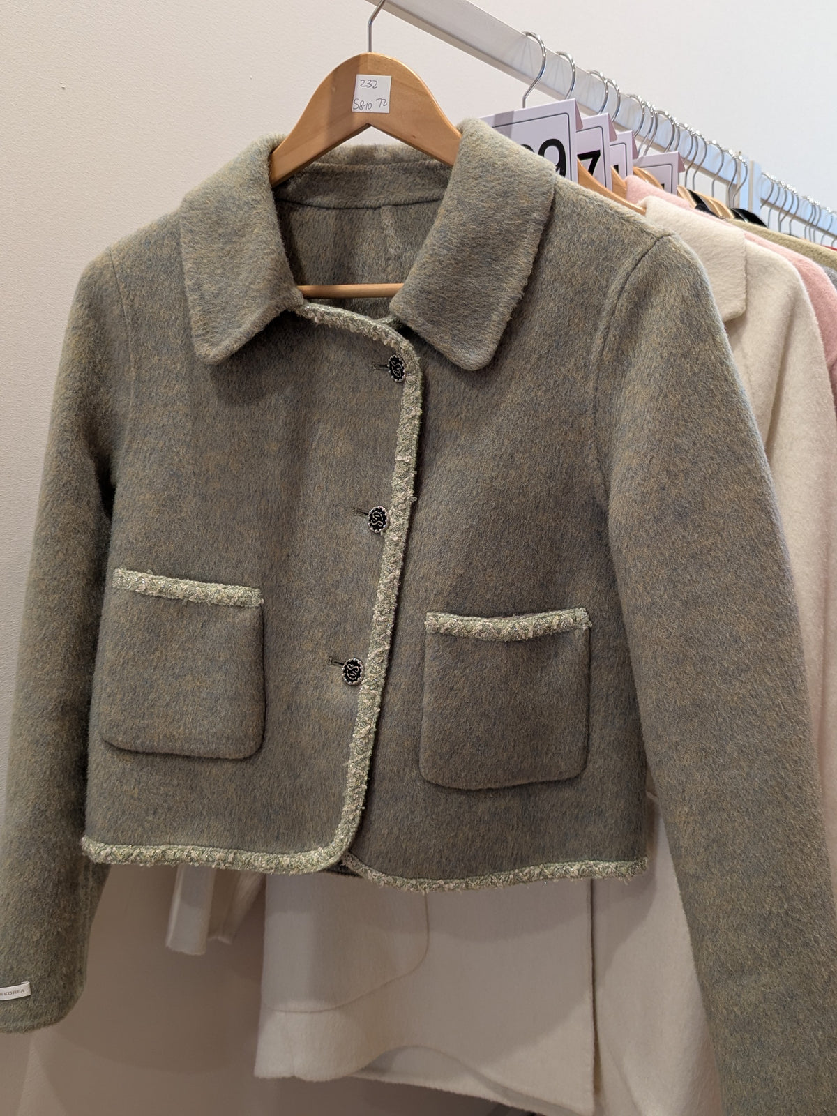 063 70% Wool Coat Olive S 4-6