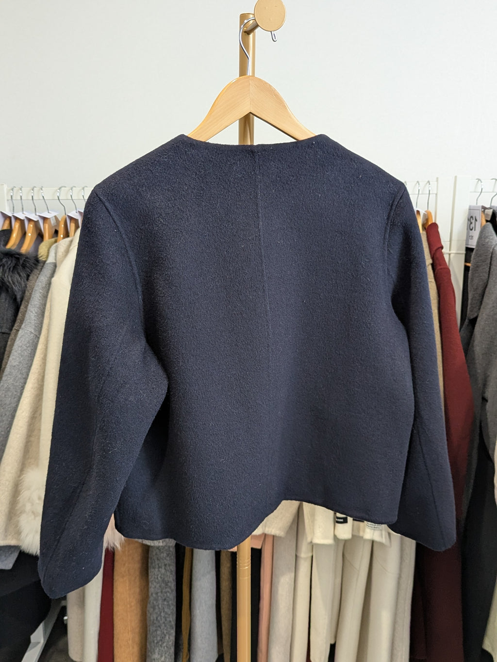 063 90% Wool Coat Navy S 8-10