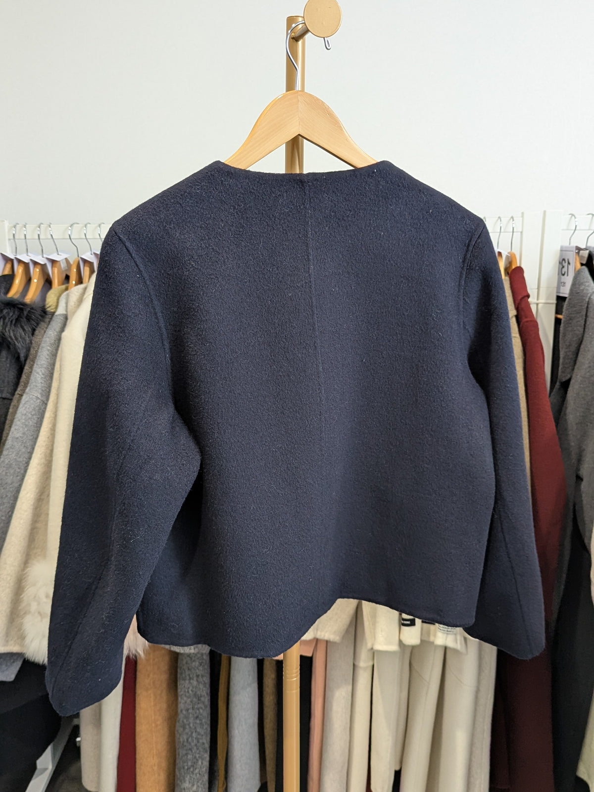 063 90% Wool Coat Navy S 8-10