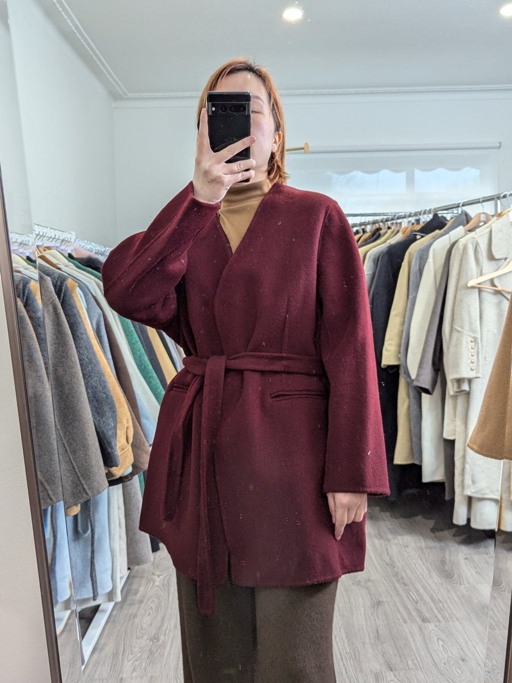 205 90% Wool Coat Burgundy M 12-16