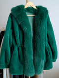 102 Faux Fur Coat Green M 10-12