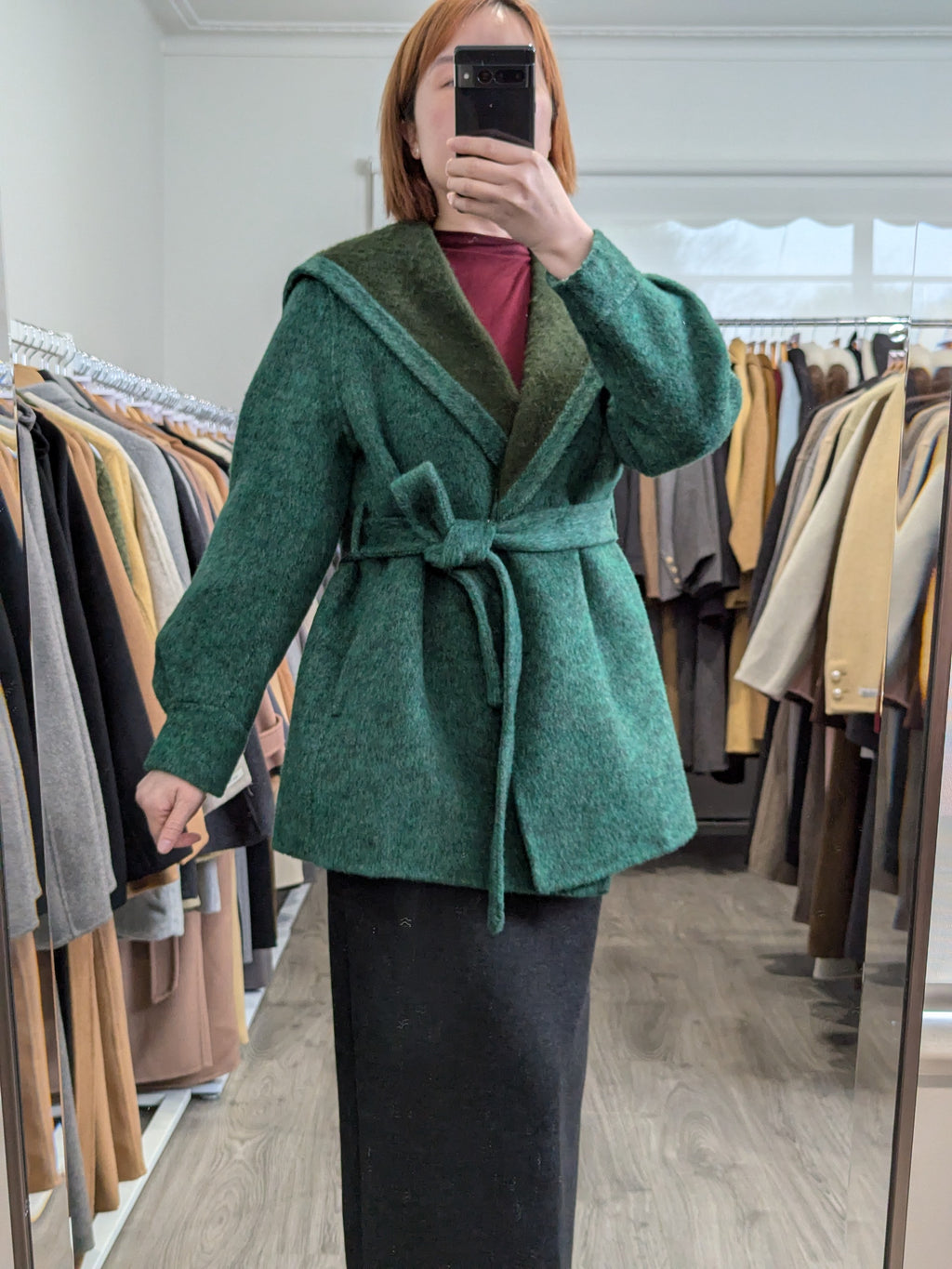 059 68% Wool Coat Green M 8-10
