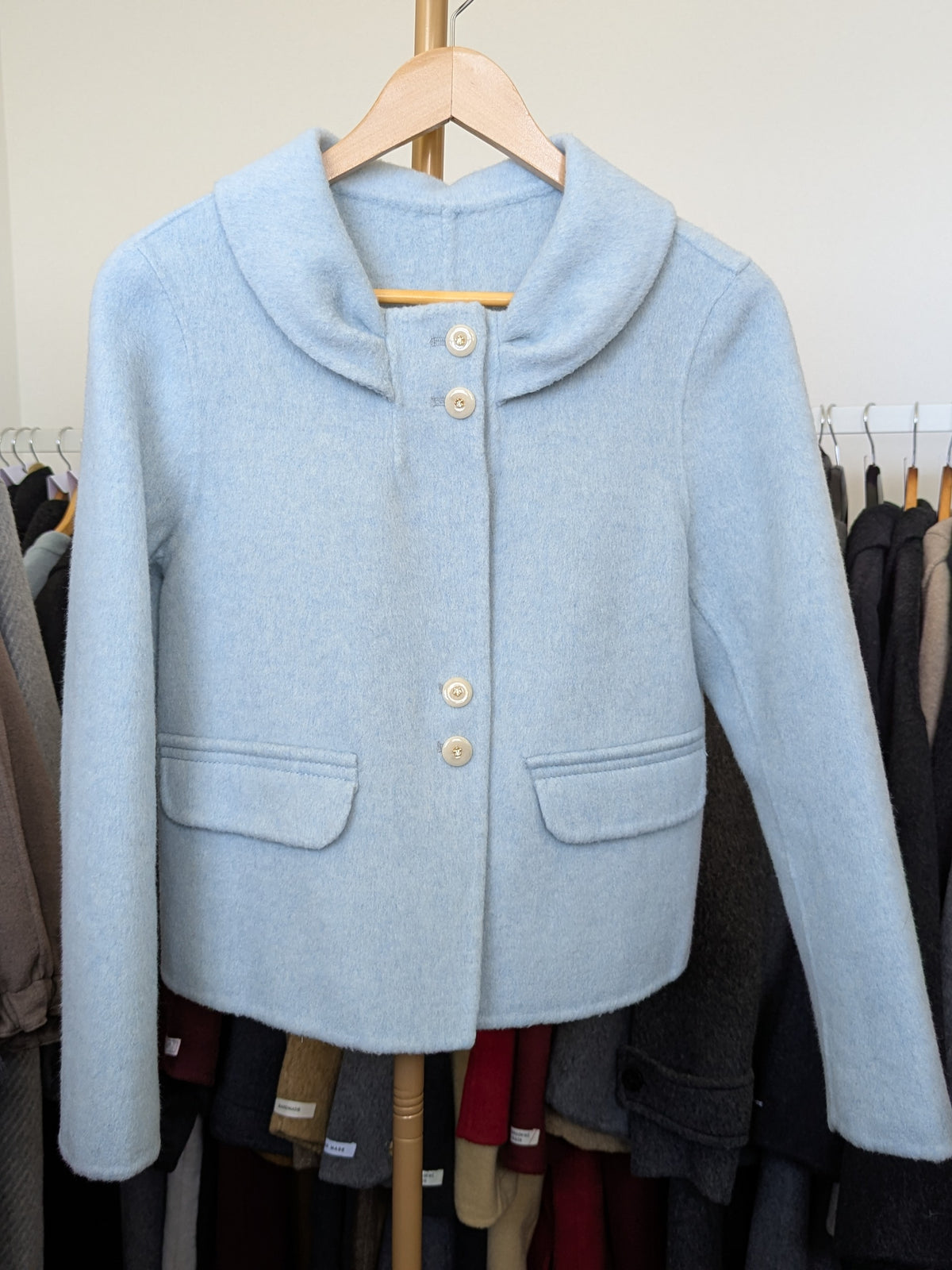 067 70% Wool Coat Blue XS 6-8
