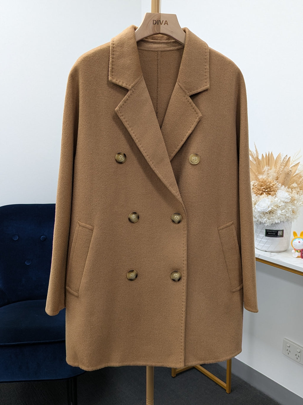 Premium 100% Wool Coat Women Hand made