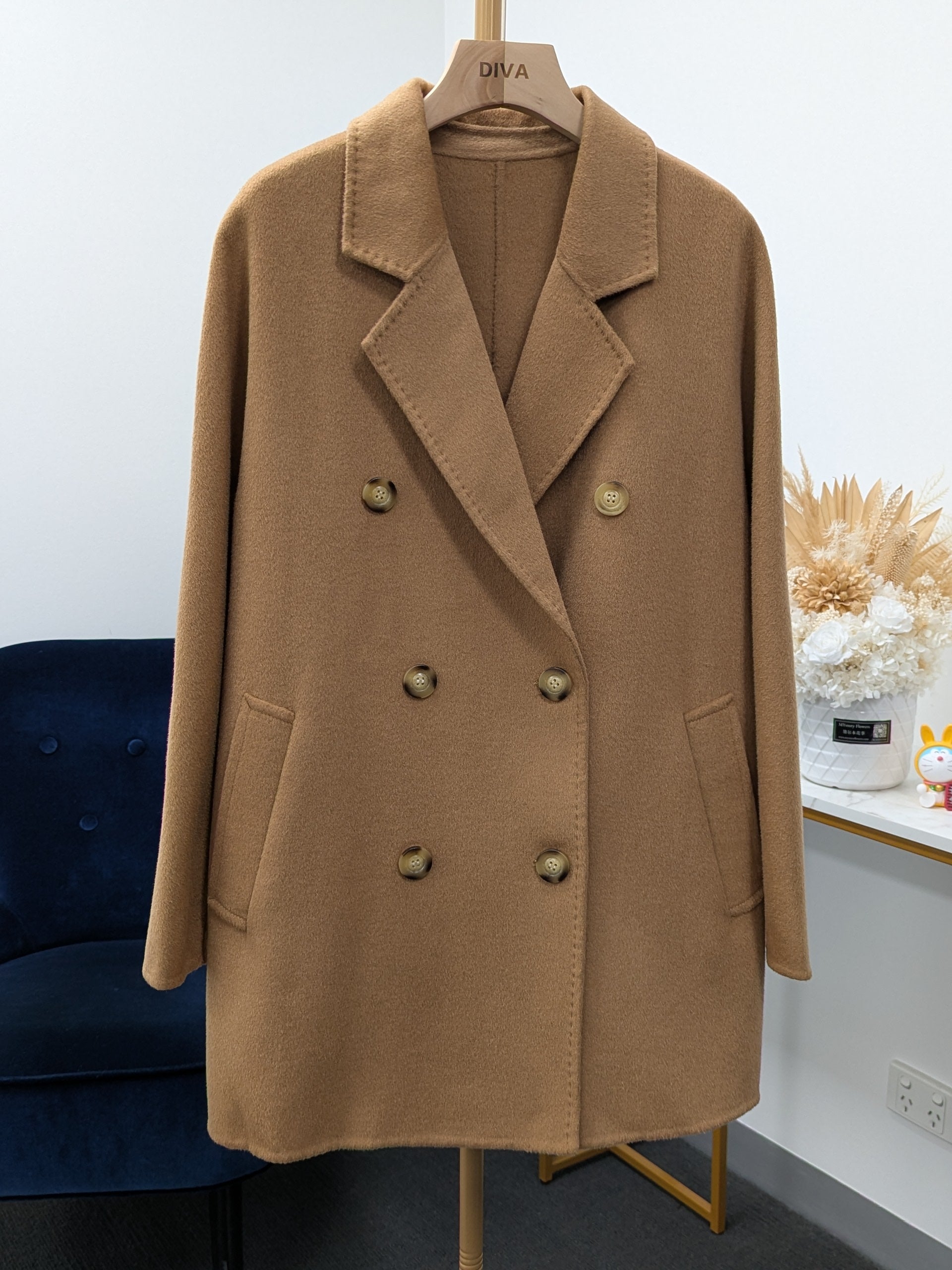 Premium 100% Wool Coat Women Hand made