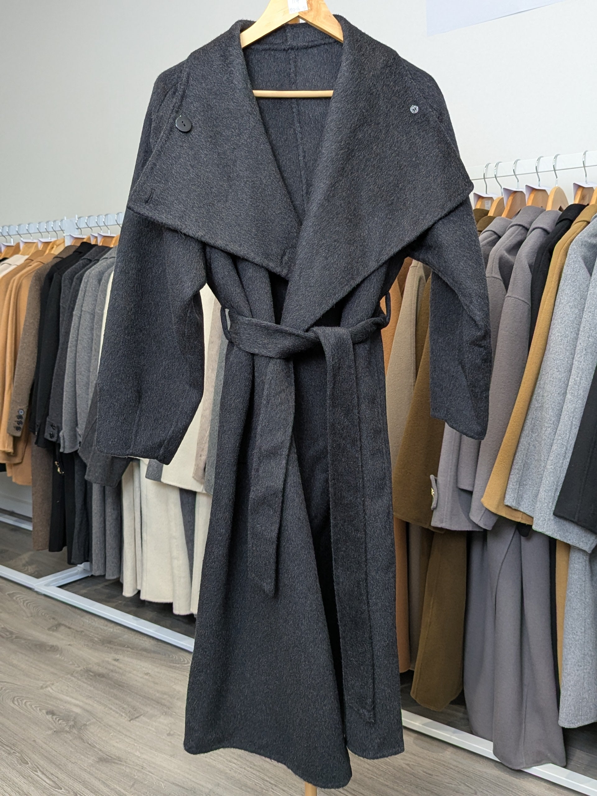 114 70% Wool Coat Charcoal
