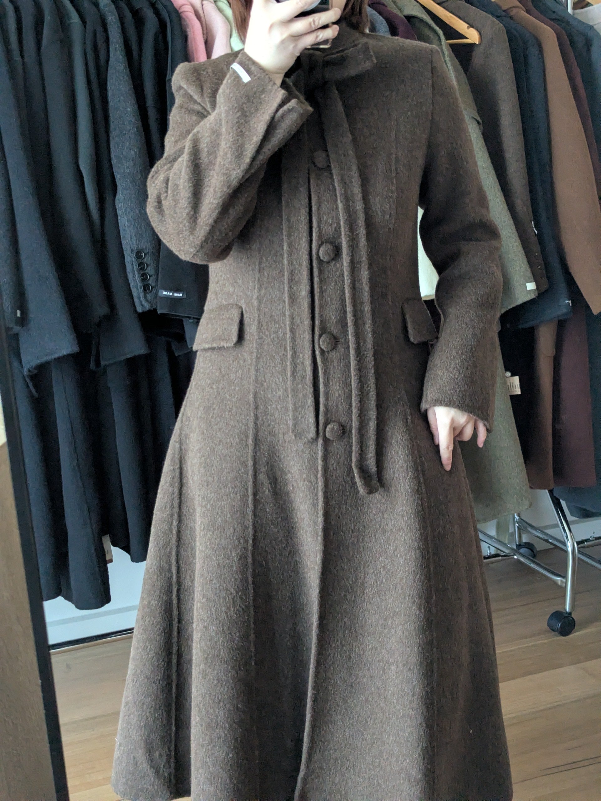 Dress-style coat Pure Wool Coat High Quality Wool 148 Beige Brown