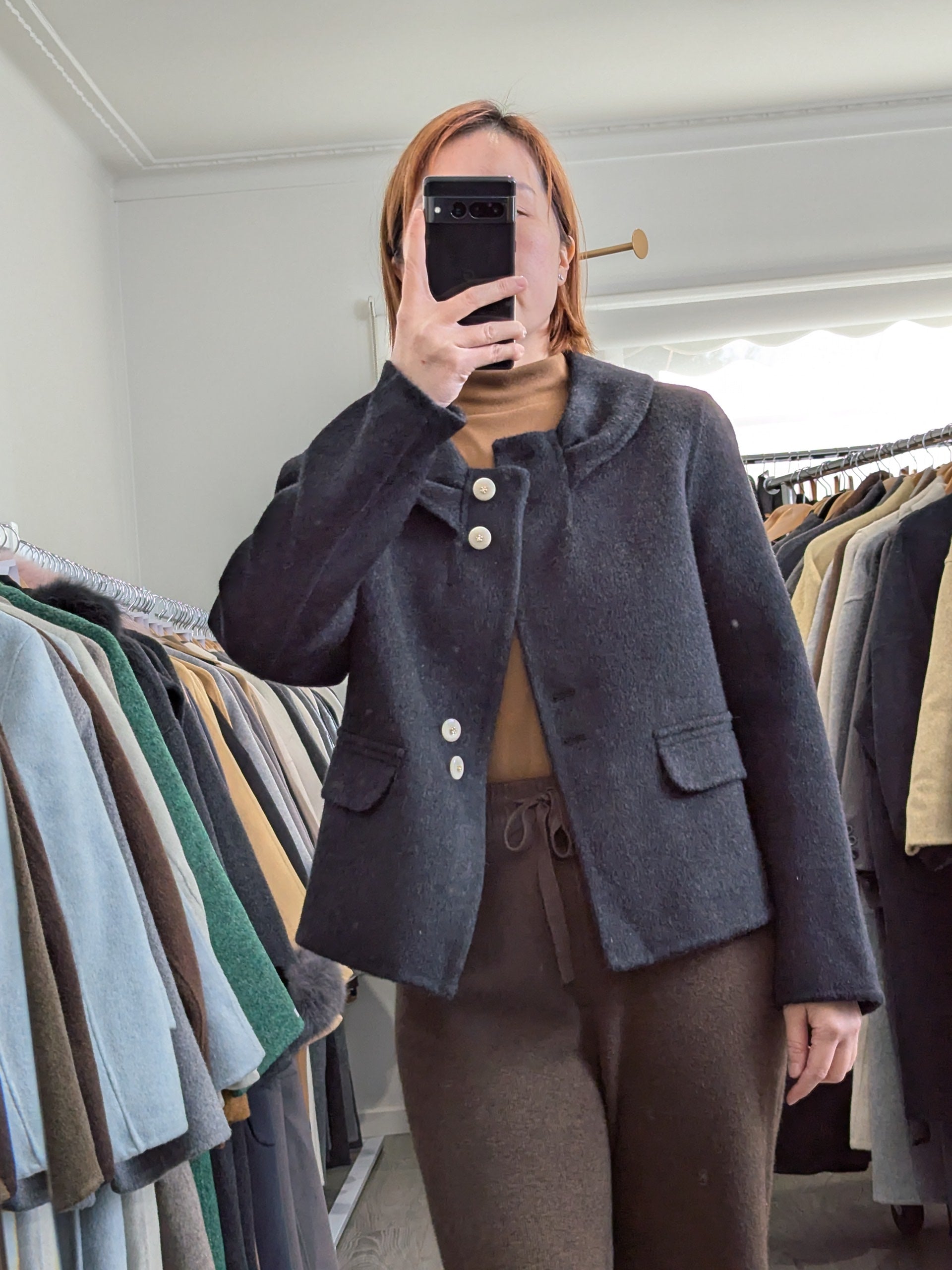 214 70% Wool Coat Charcoal M 8-10