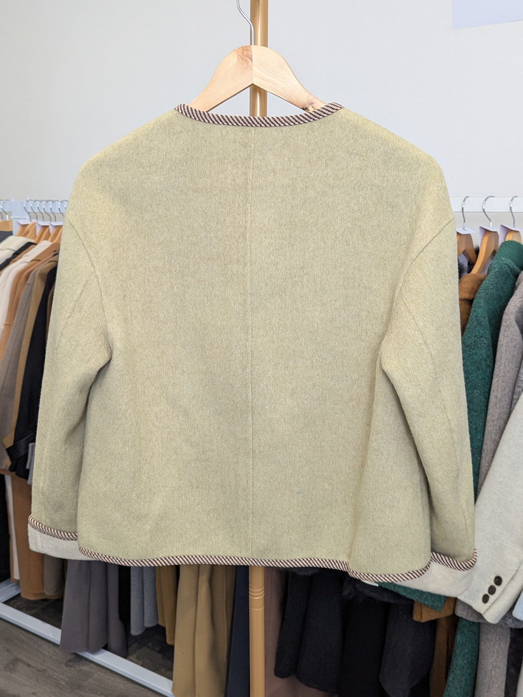 219 70% Wool Coat Green with Bag S 8-10