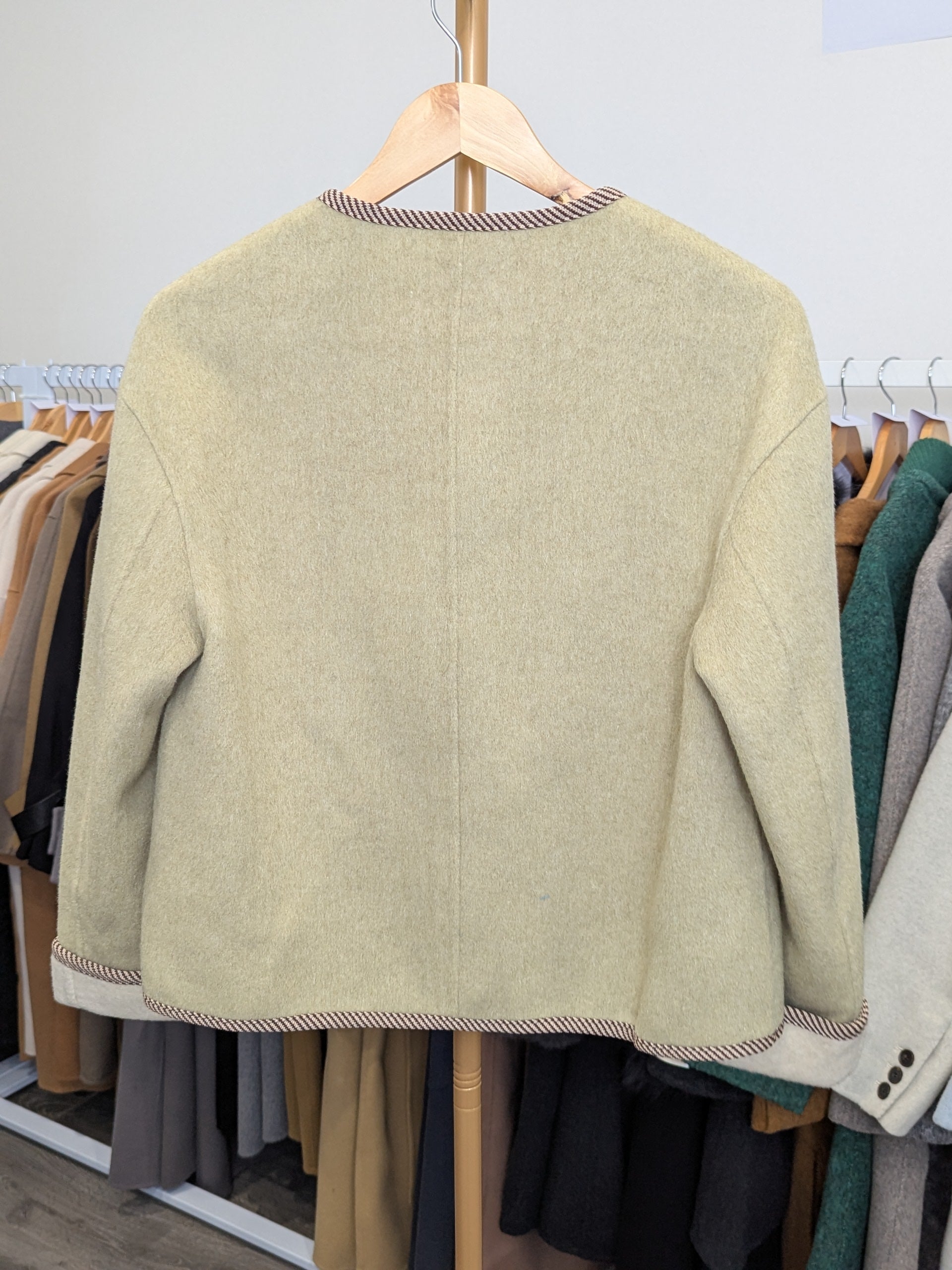 219 70% Wool Coat Green with Bag S 8-10
