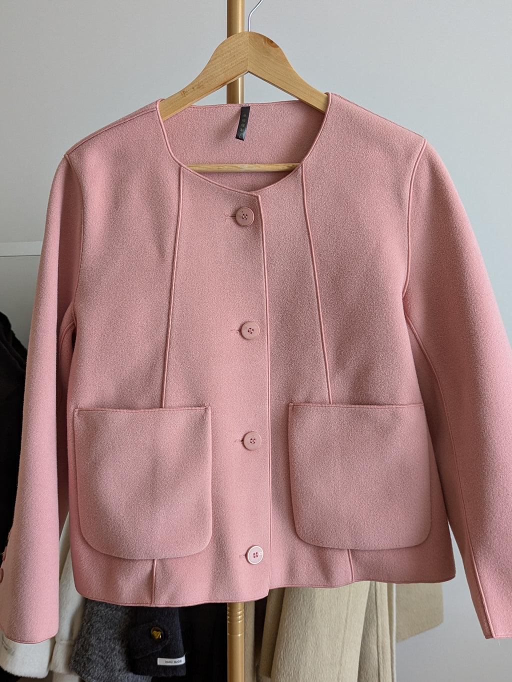 071 Wool Coat Pink L 10-12 XL 12-14