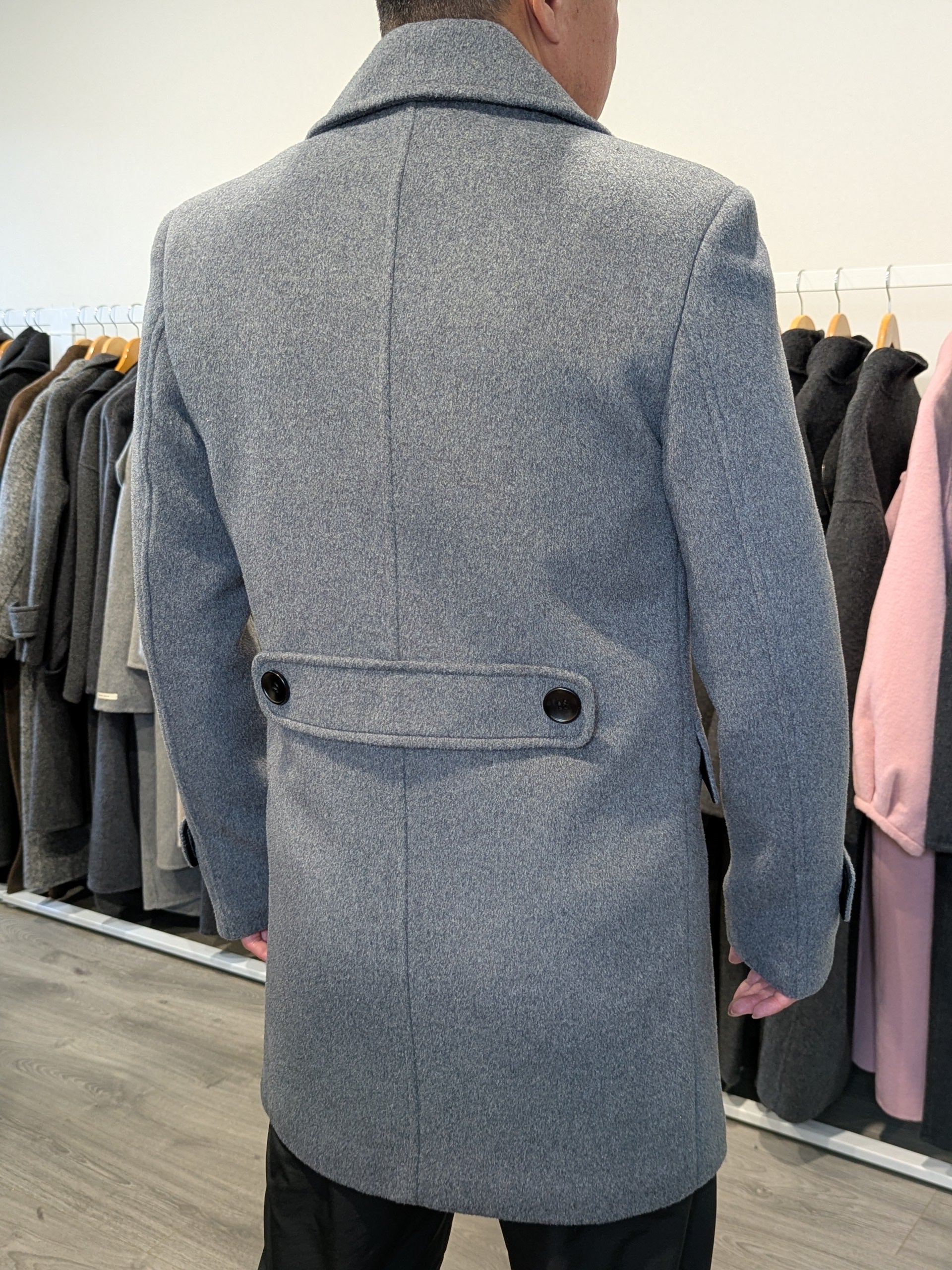 019 Men's 51% Wool Coats Black Grey Tan