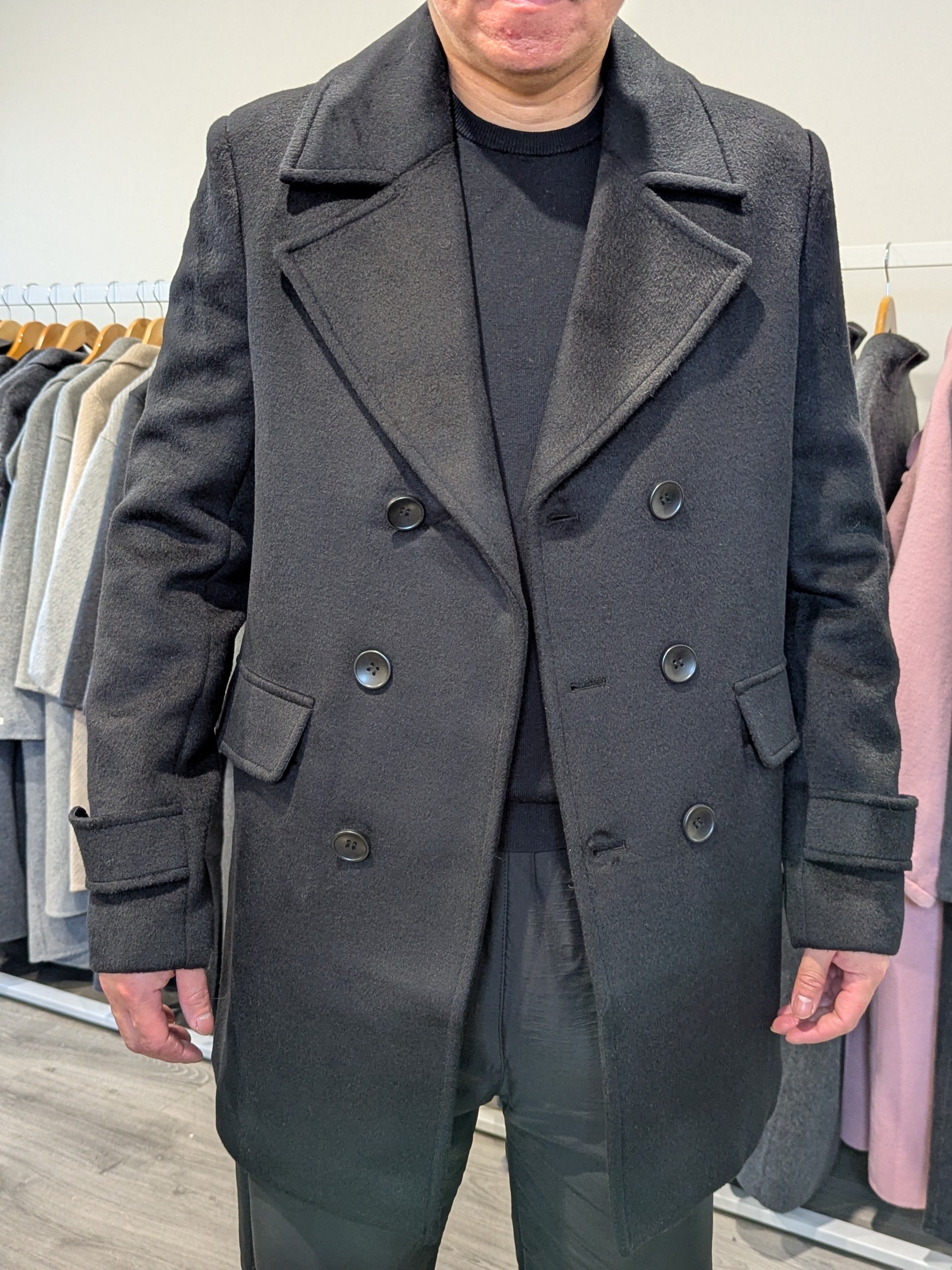 019 Men's 51% Wool Coats Black Grey Tan