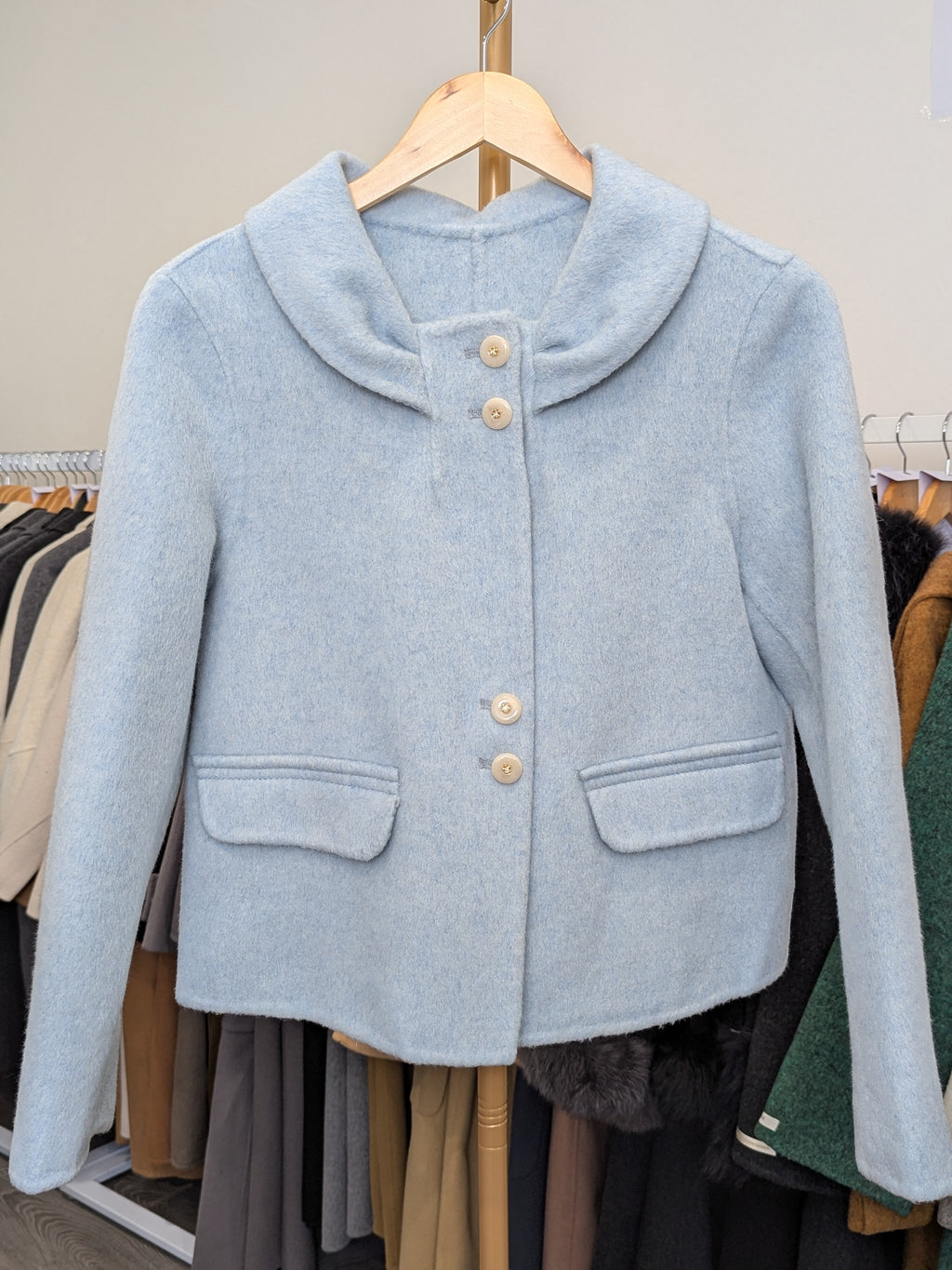 214 70% Wool Coat Blue S 6-8