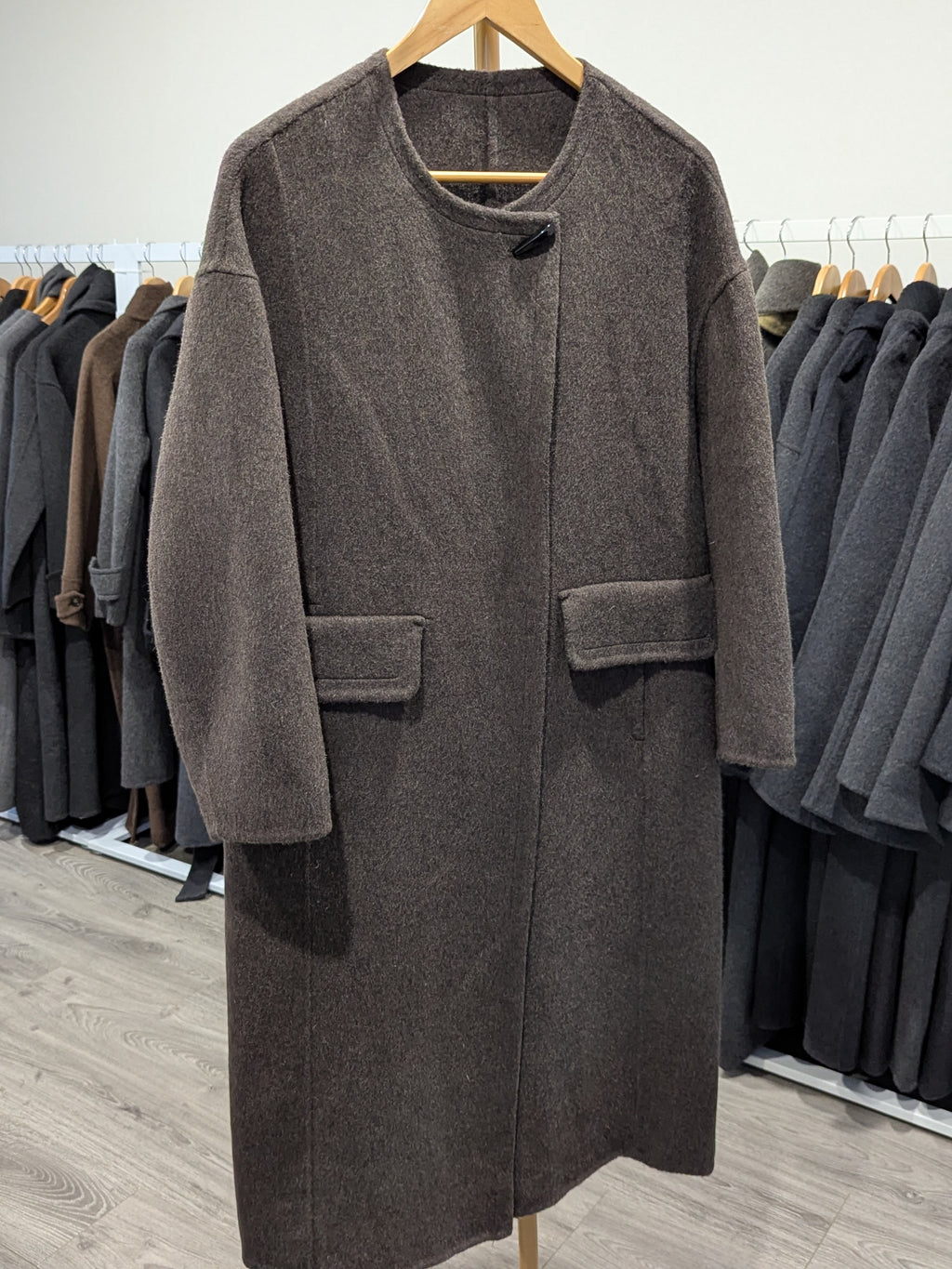 161 100% Wool Coat Dark Brown S 8-10 M 12-14