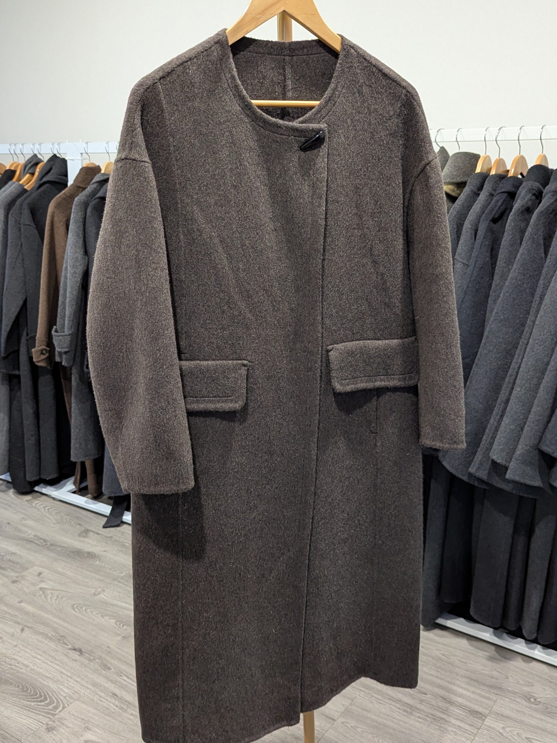 161 100% Wool Coat Dark Brown S 8-10 M 12-14