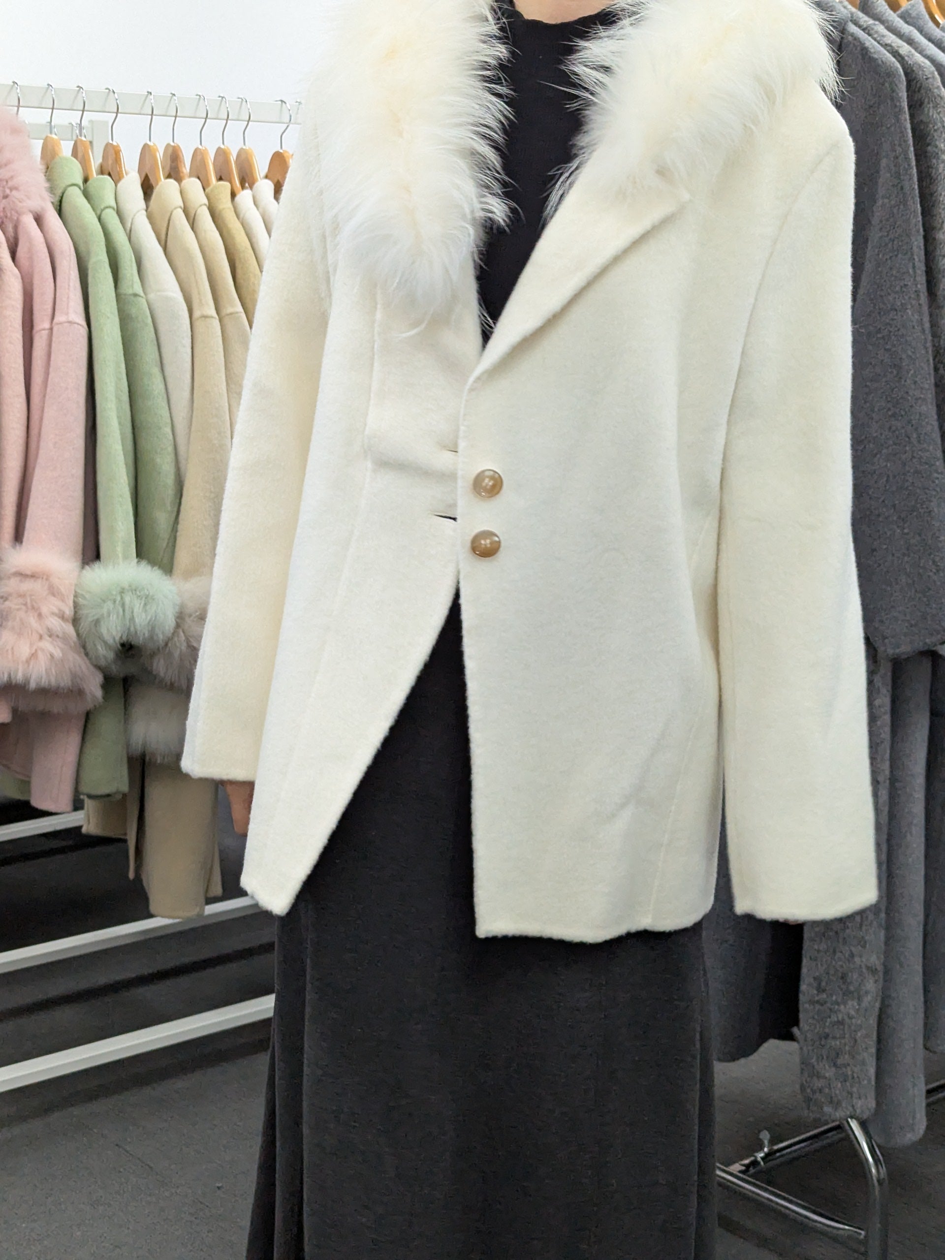 Fur trims 100% Wool Coat Women Warehouse Try-On Welcome 242