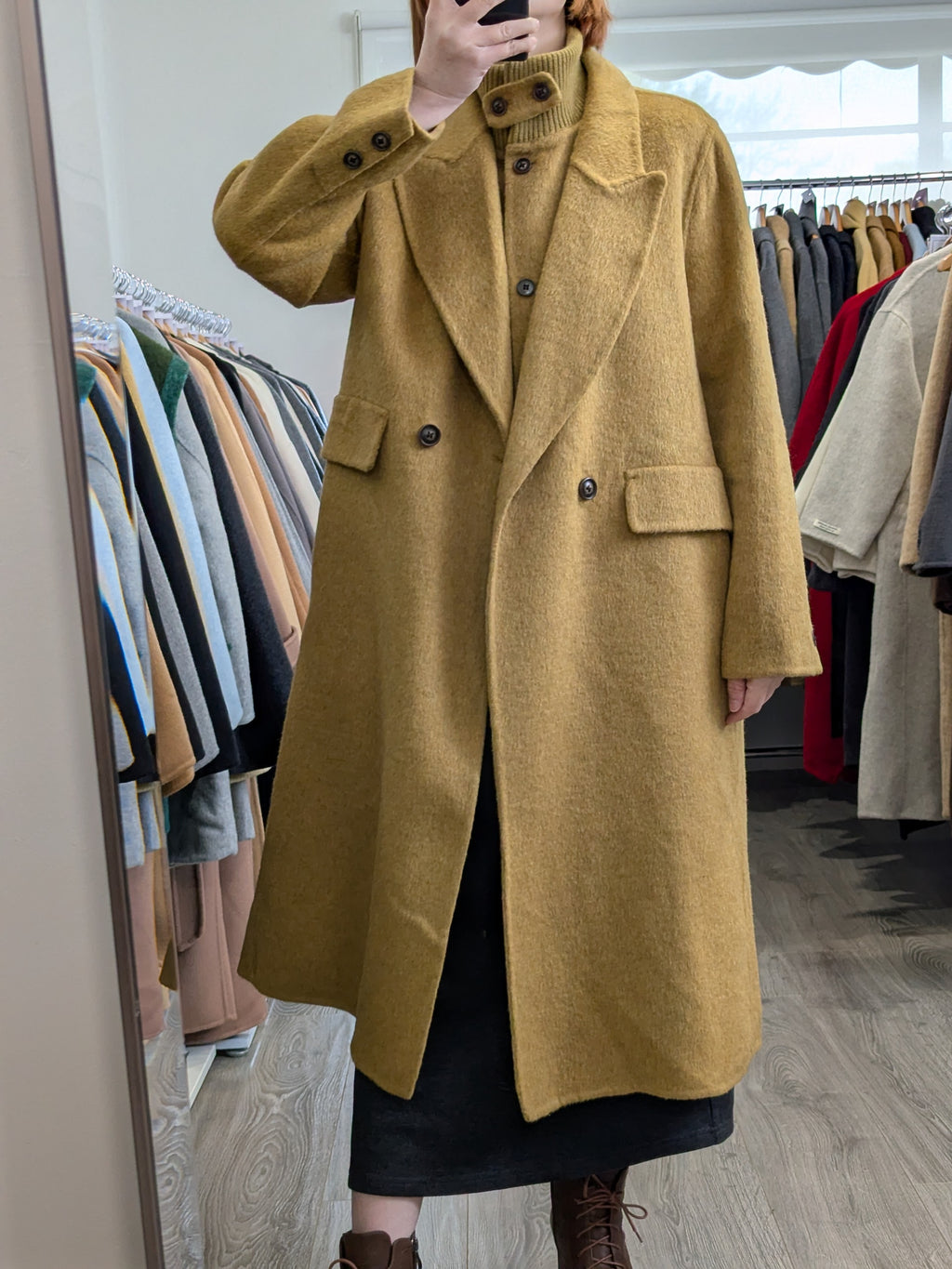 204 100% Wool Coat 2 in 1 S 10-12 Mustard Camel