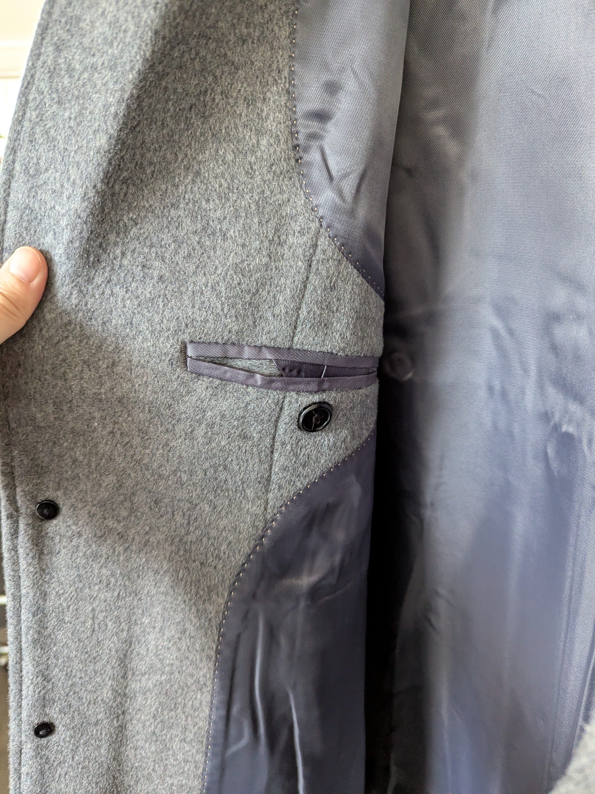 023 Long Men's 50% Wool Coats Black Grey