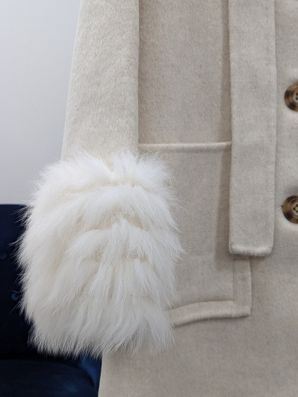Women's Fur Collar Wool Coats Try-On Available 229 Size S8-12 90% Wool 10% Tencel