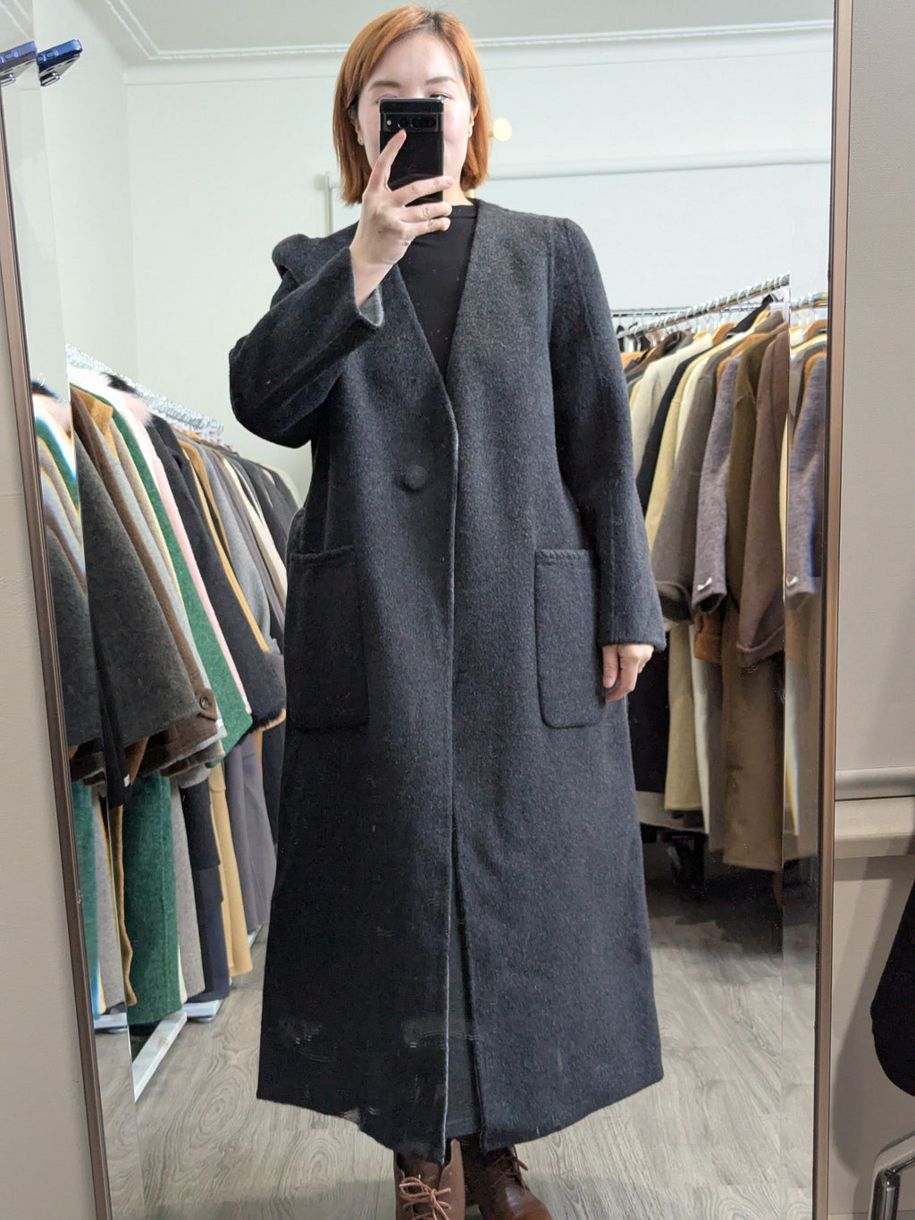 230 80% Wool Coat Black Grey