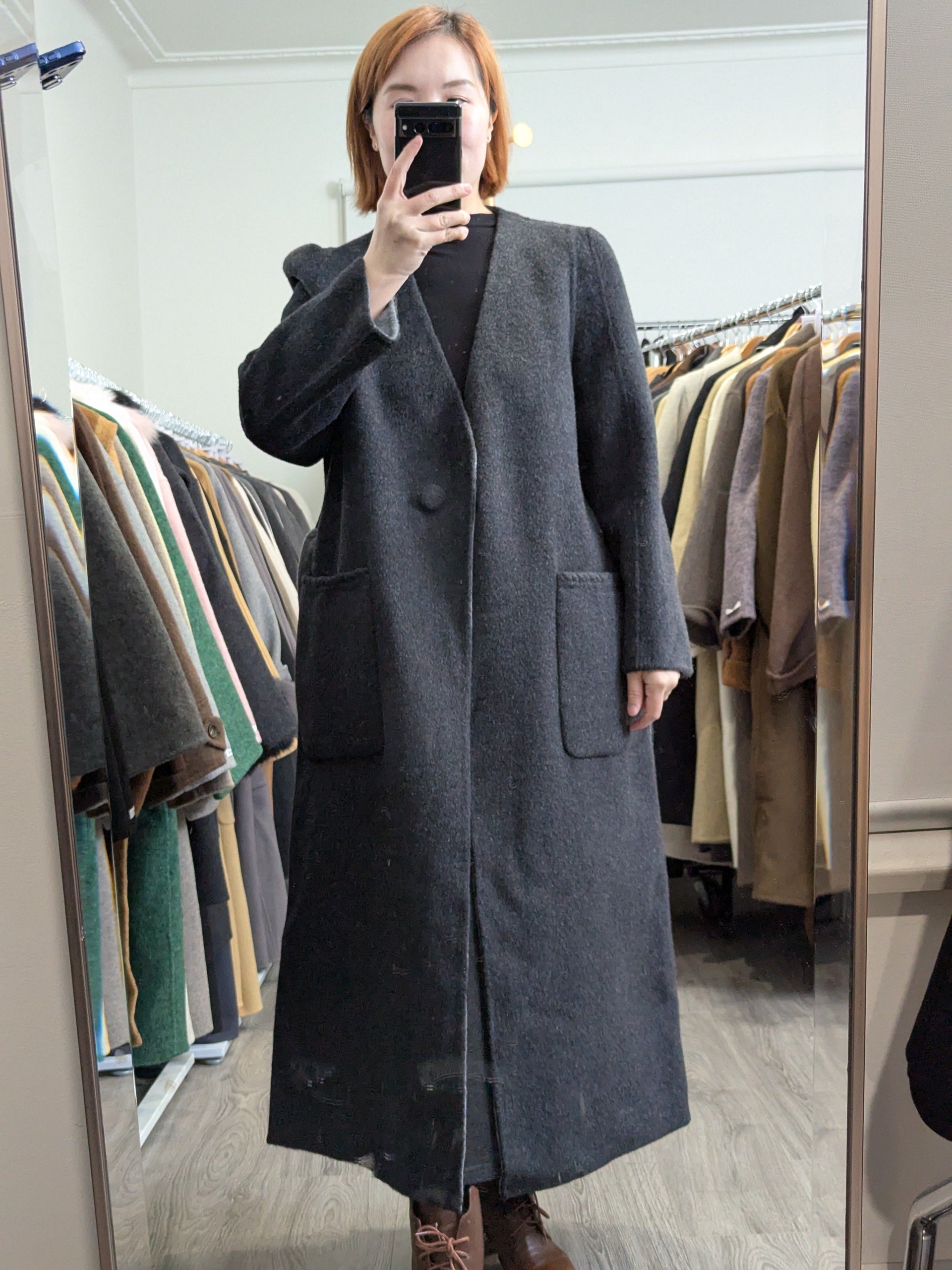 230 80% Wool Coat Black Grey
