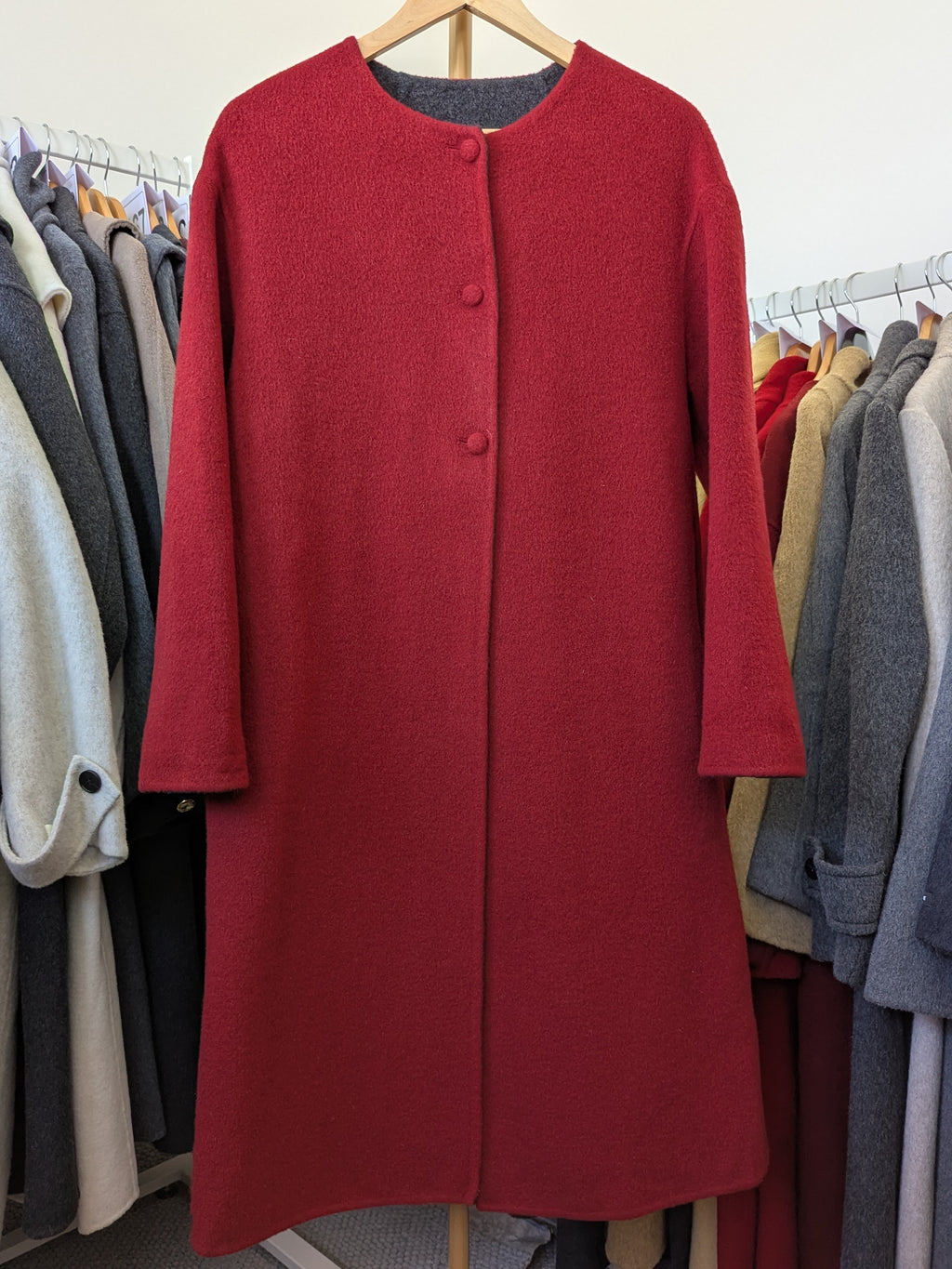 231 75% Wool Coat S 10-12 Red