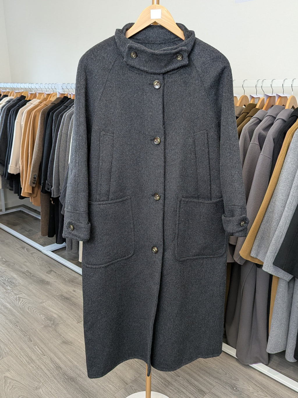 139 100% Wool Coat Charcoal Black