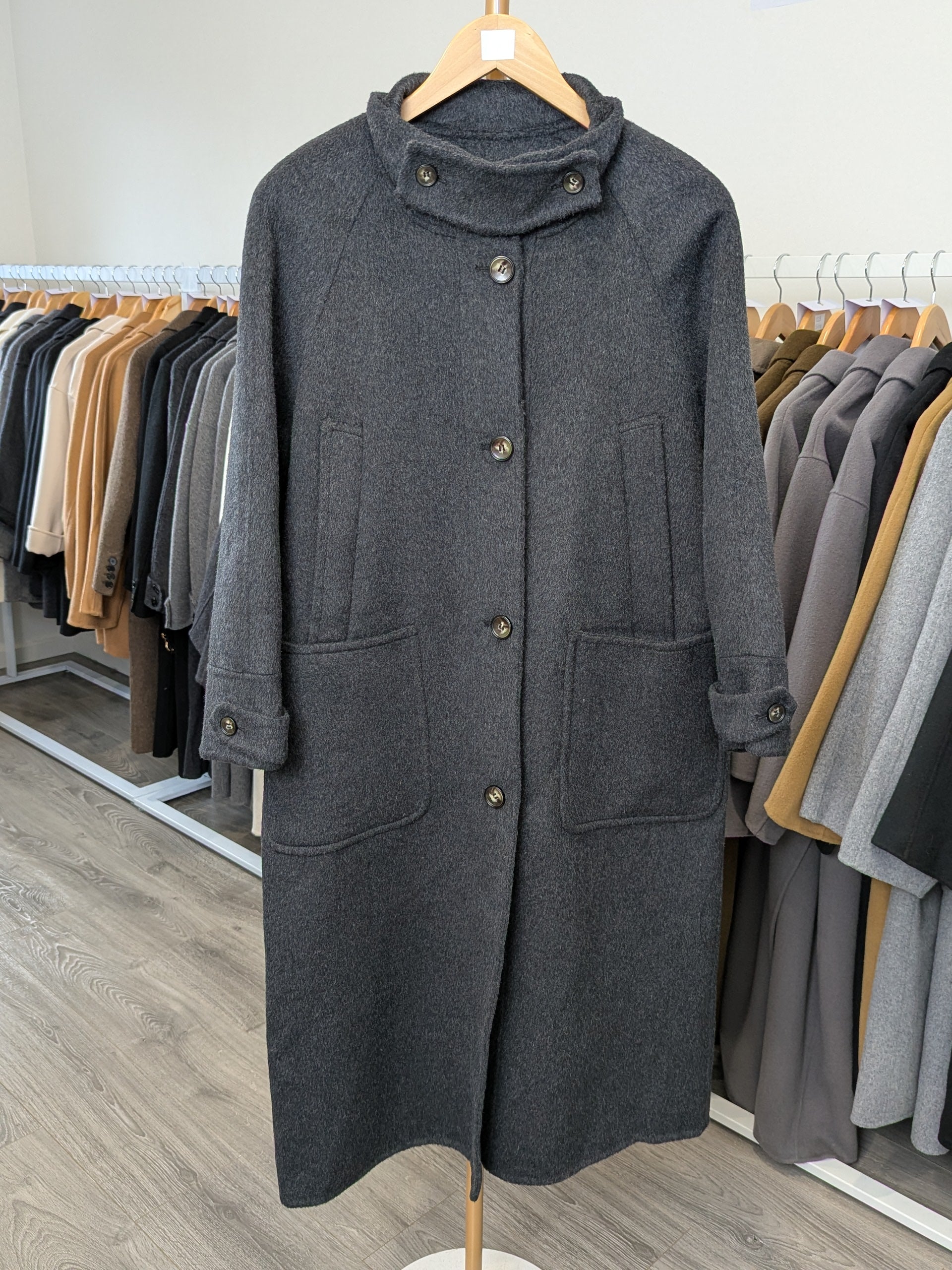 139 100% Wool Coat Charcoal Black