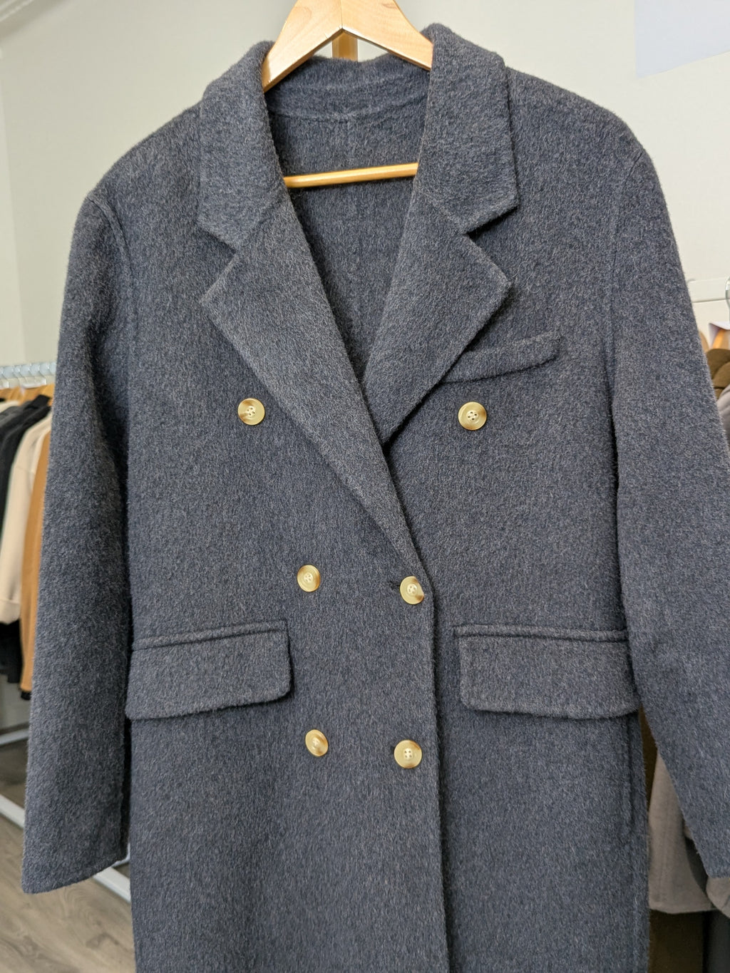 129 70% Wool Coat Dark Grey