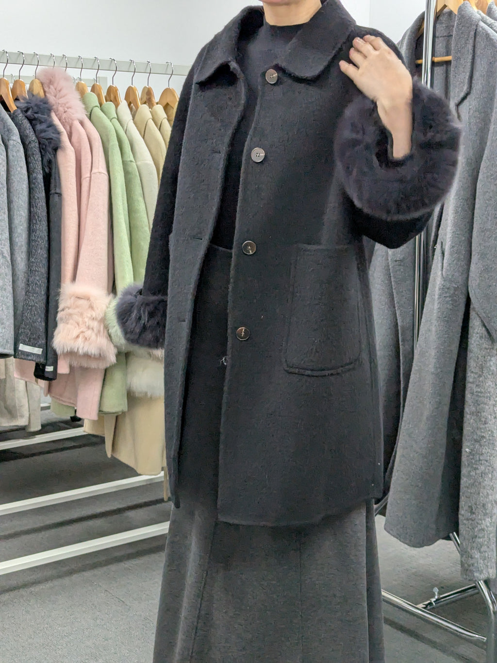 Fur trims 100% Wool Coat Women Warehouse Try-On Welcome 249