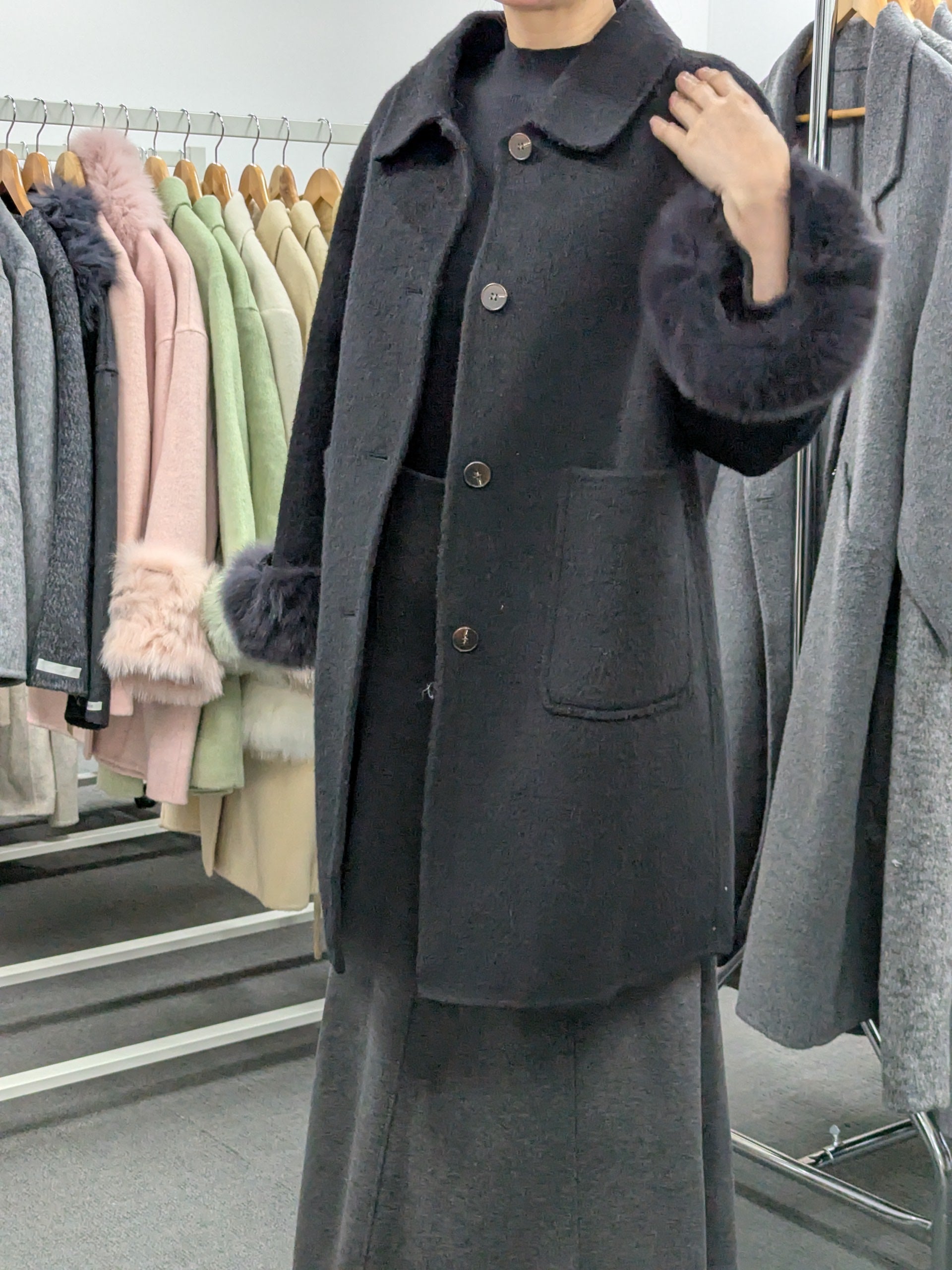 Fur trims 100% Wool Coat Women Warehouse Try-On Welcome 249