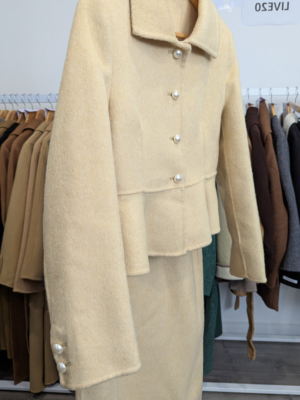 228 70% Wool Coat Set Yellow S 6-8