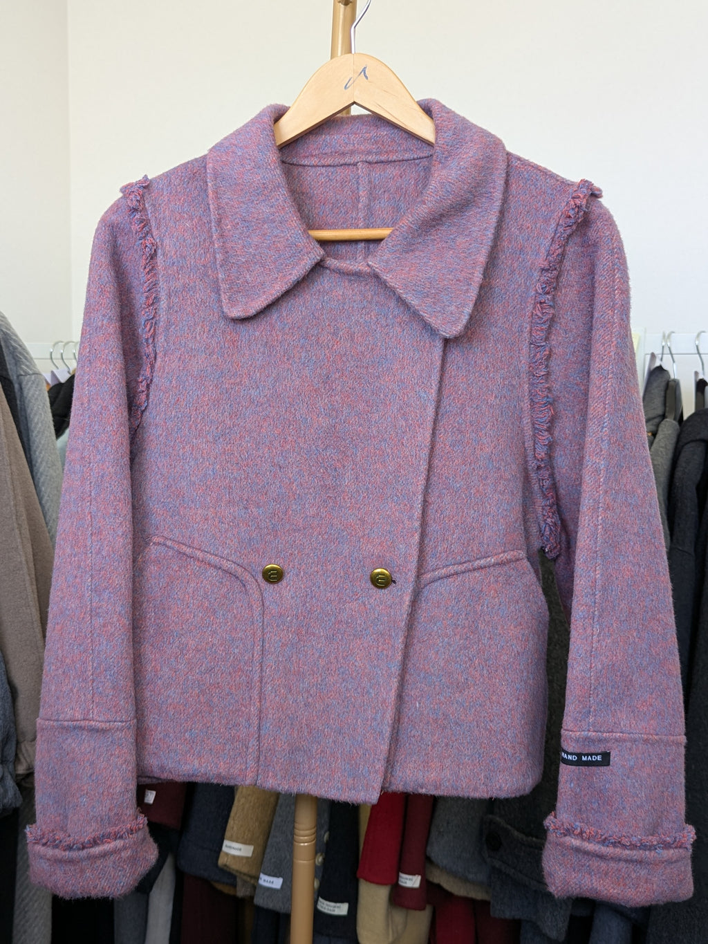 064 46% Wool Coat Purple M 8-12