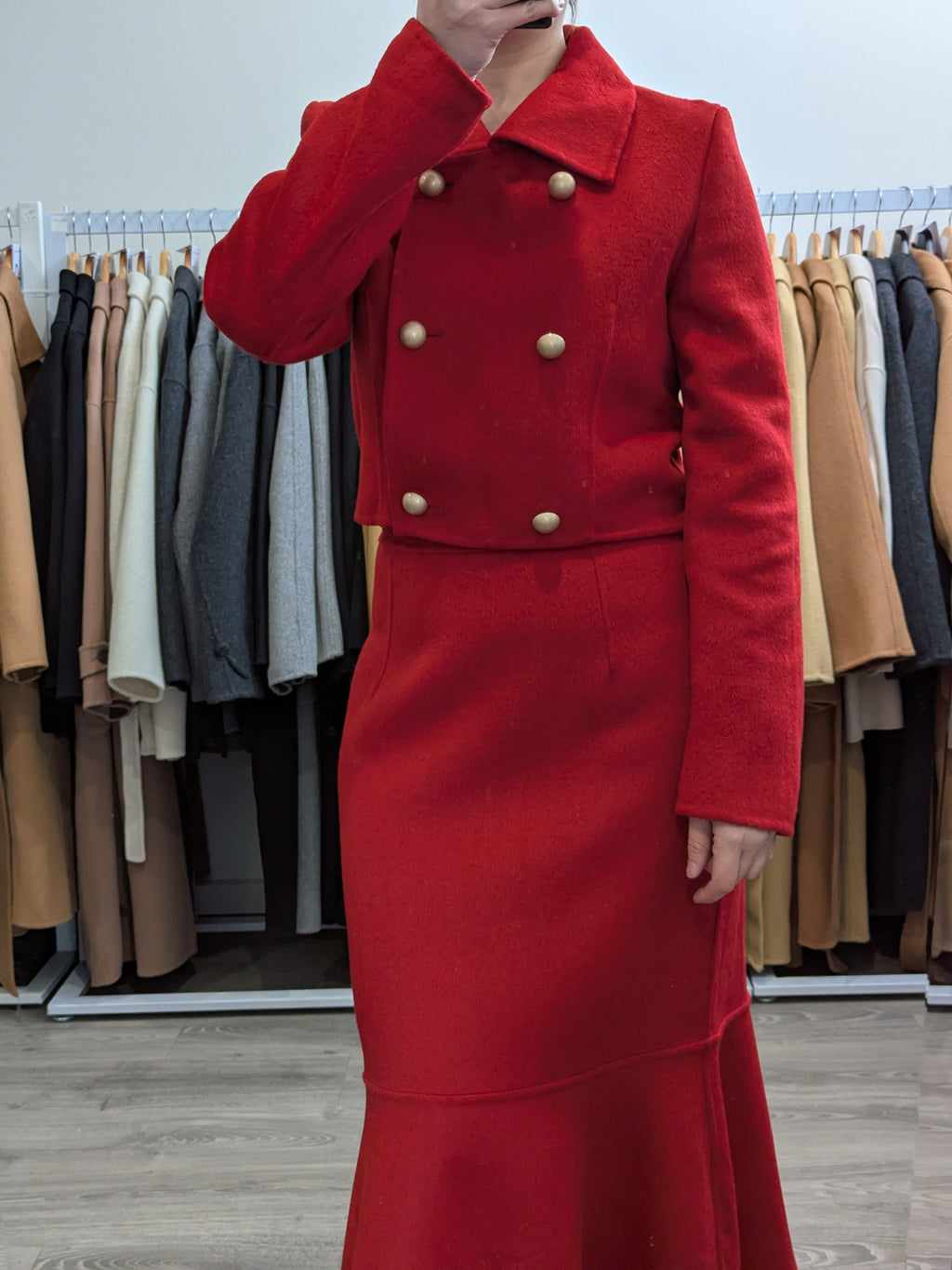 226 100% Wool Coat Set Red S 8