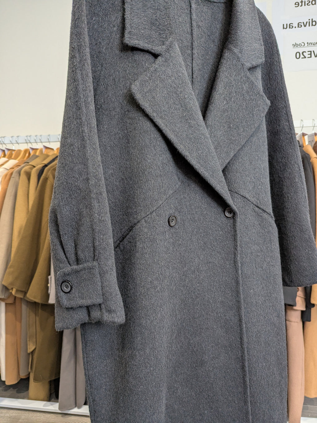 131 70% Wool Coat Charcoal S 10-14