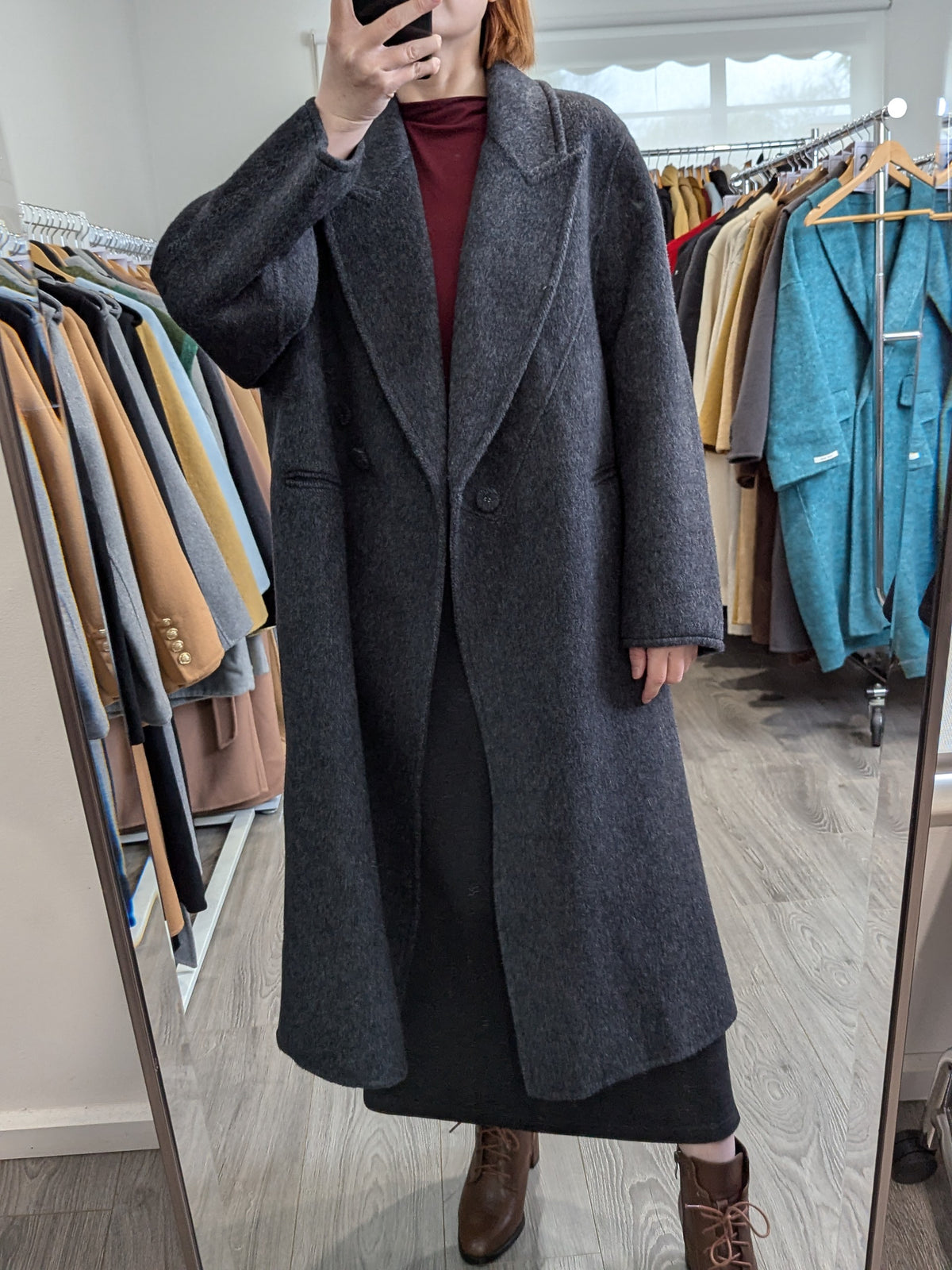 234 70% Wool Coat Dark Grey M 12-16